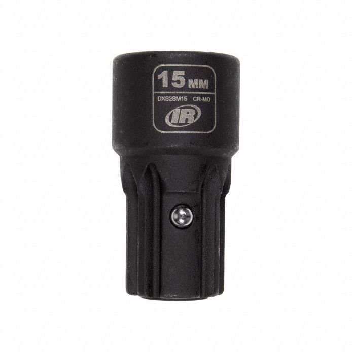 Impact Socket: Metric, 15 mm Socket Size, 6-Point, Std, 1 9/16 in Overall Lg