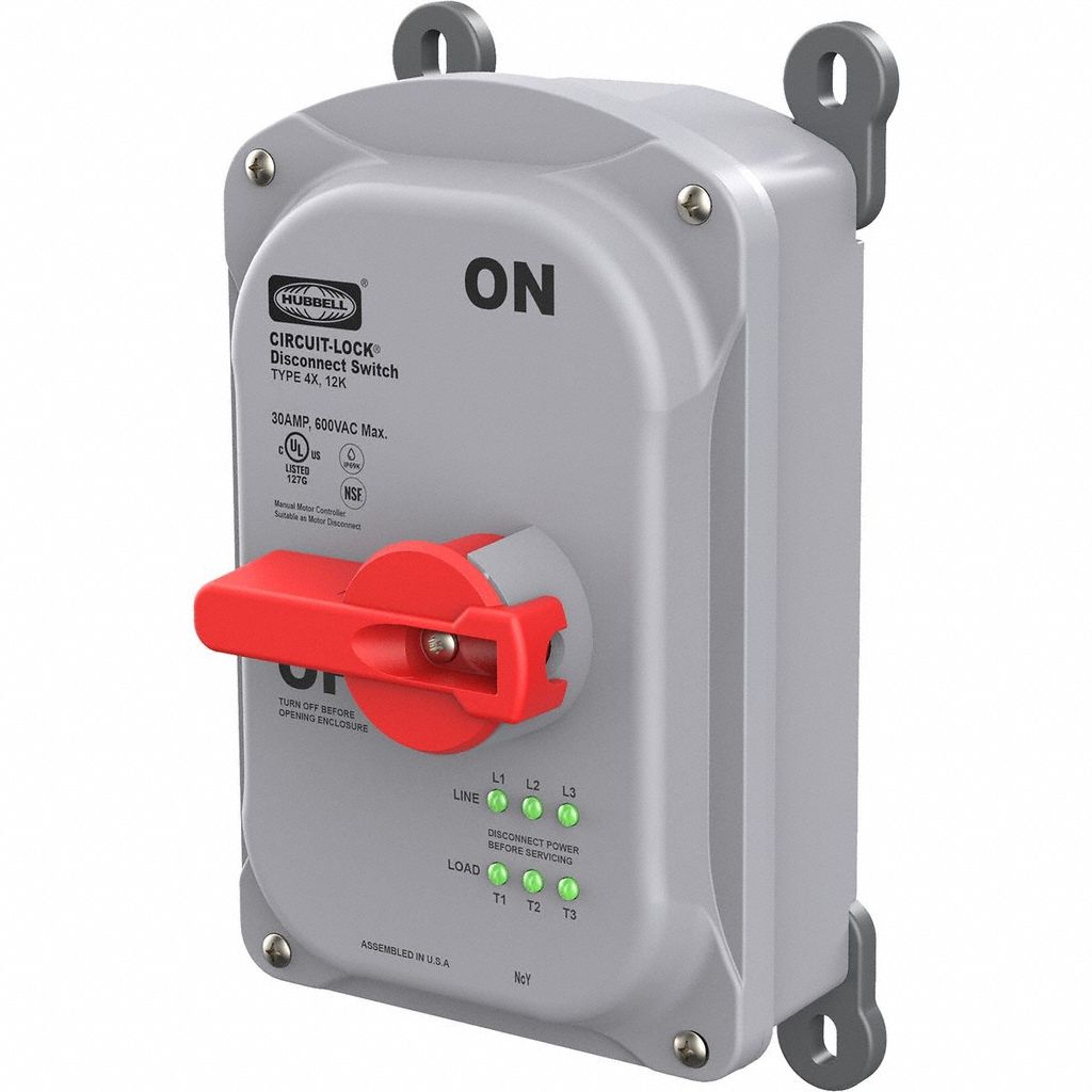 Disconnect Switch: Non-Fusible, 30 A, Three Phase, 600V AC