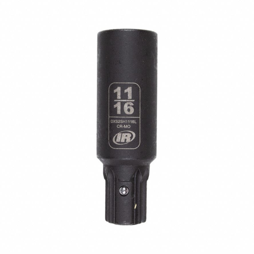 Impact Socket: SAE, 11/16 in Socket Size, 6-Point, Deep, 2 61/64 in Overall Lg
