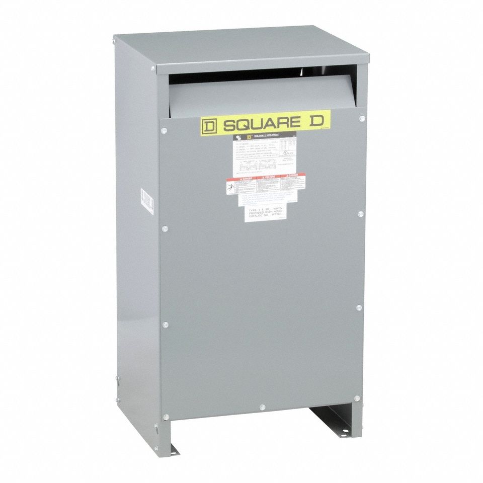Dry Type Power Distribution Transformer: 600V AC, 120V AC/240V AC, Floor, Aluminum