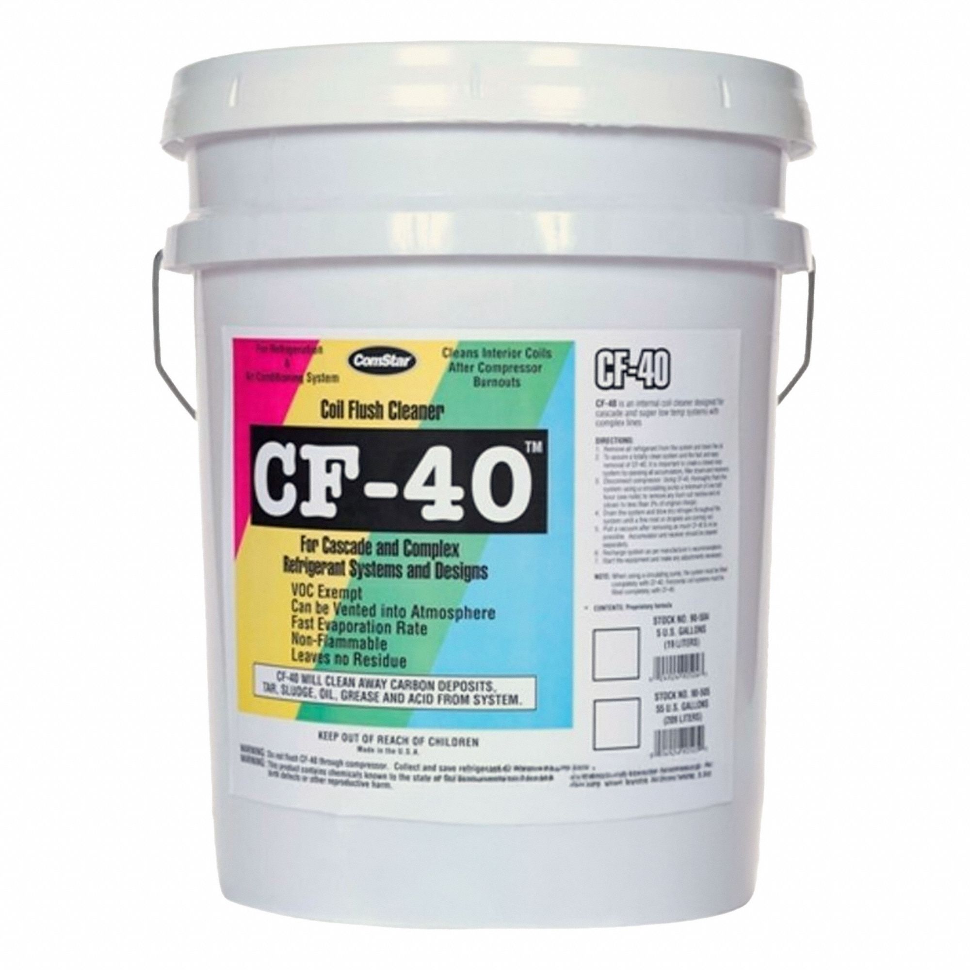 Coil Cleaner: CF-40, 5 gal, Pail, Water-Based, Clear, Foaming