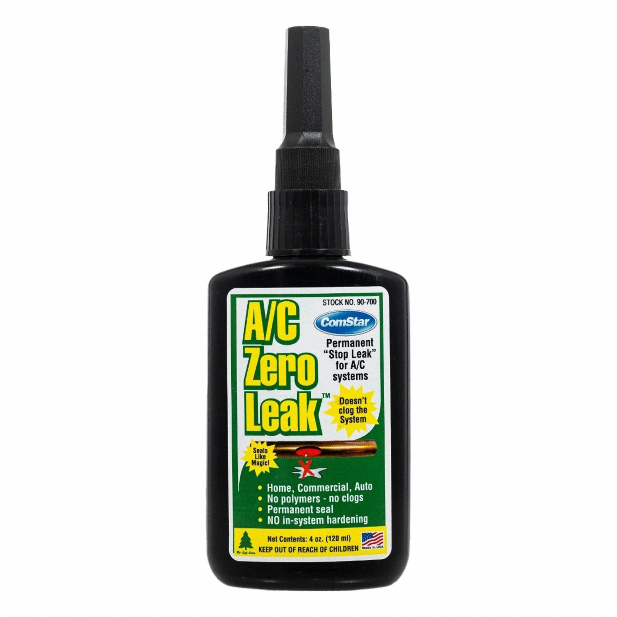 Refrigerant Leak Sealant: 4 oz, Bottle, For Up To 3 ton, For Engine Oil/Mineral Oil