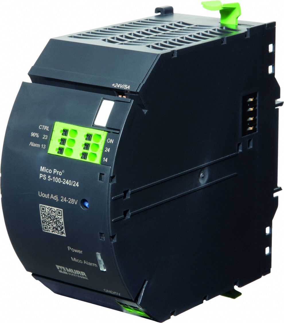 DC Power Supply: DIN Rail, 5 A Current - Output, Single Phase, 90 to 265V AC