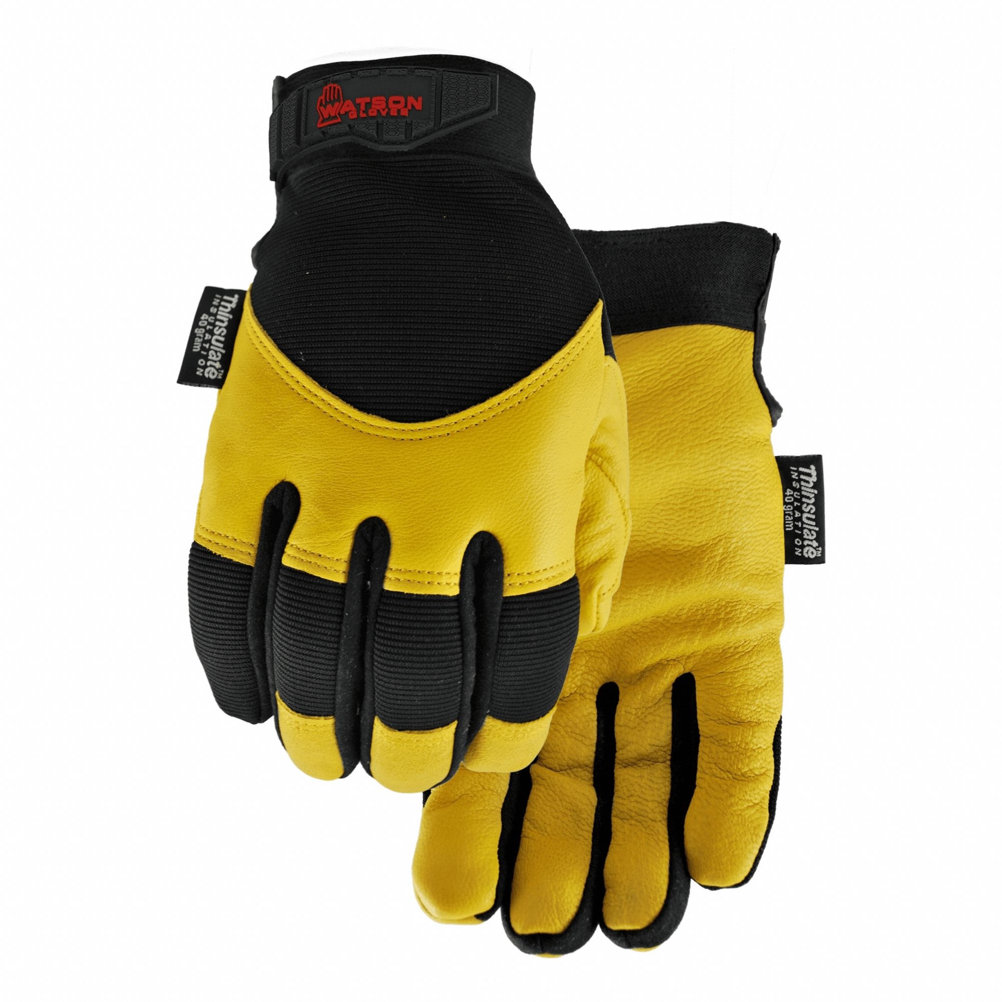 Mechanics Gloves: 2XL ( 13 ), 32°F Min Temp, Goatskin, Elastic Cuff, Black, 1 PR