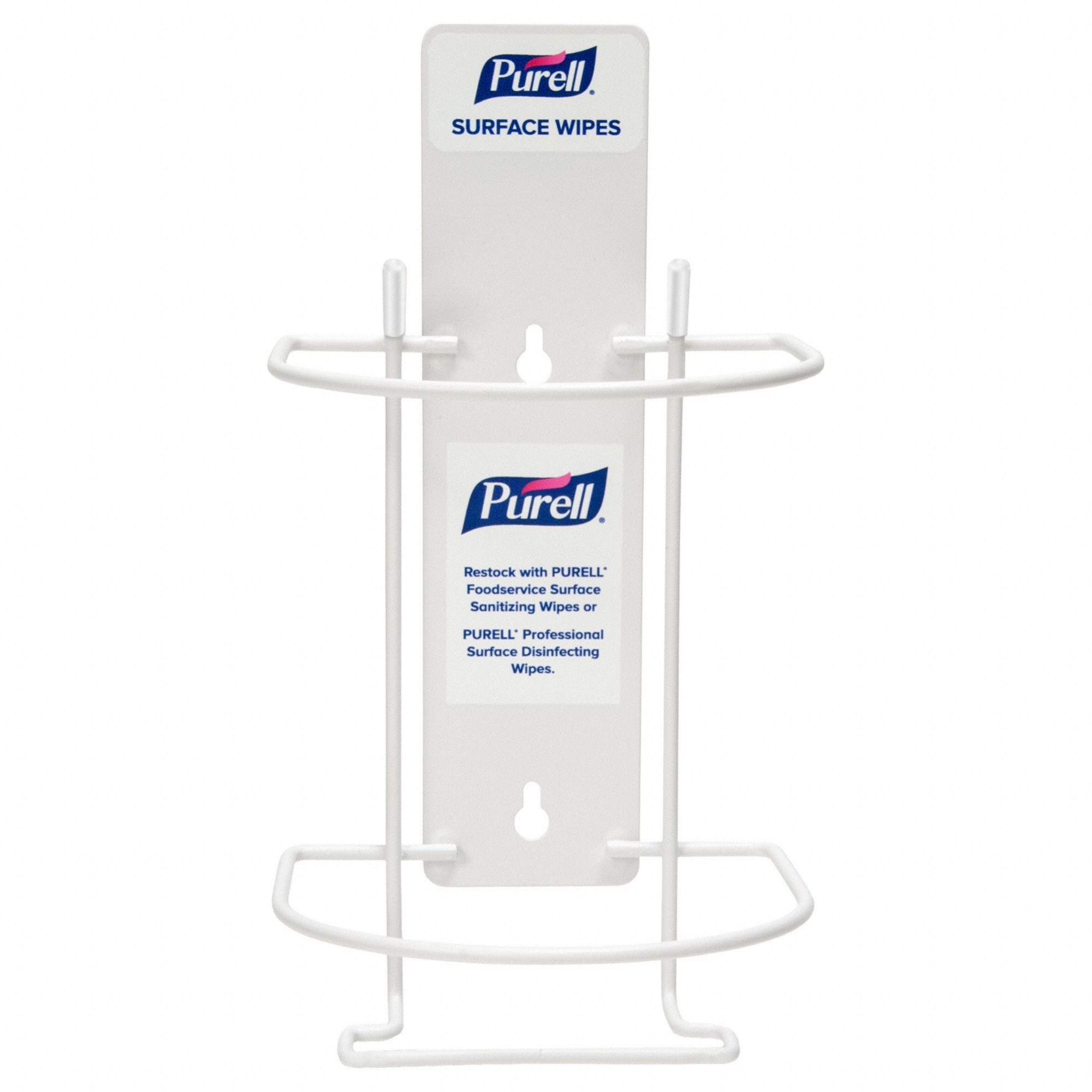 Surface Wipes Wall Bracket: 8 7/16 in Overall Ht, 5 1/2 in Overall Wd, White