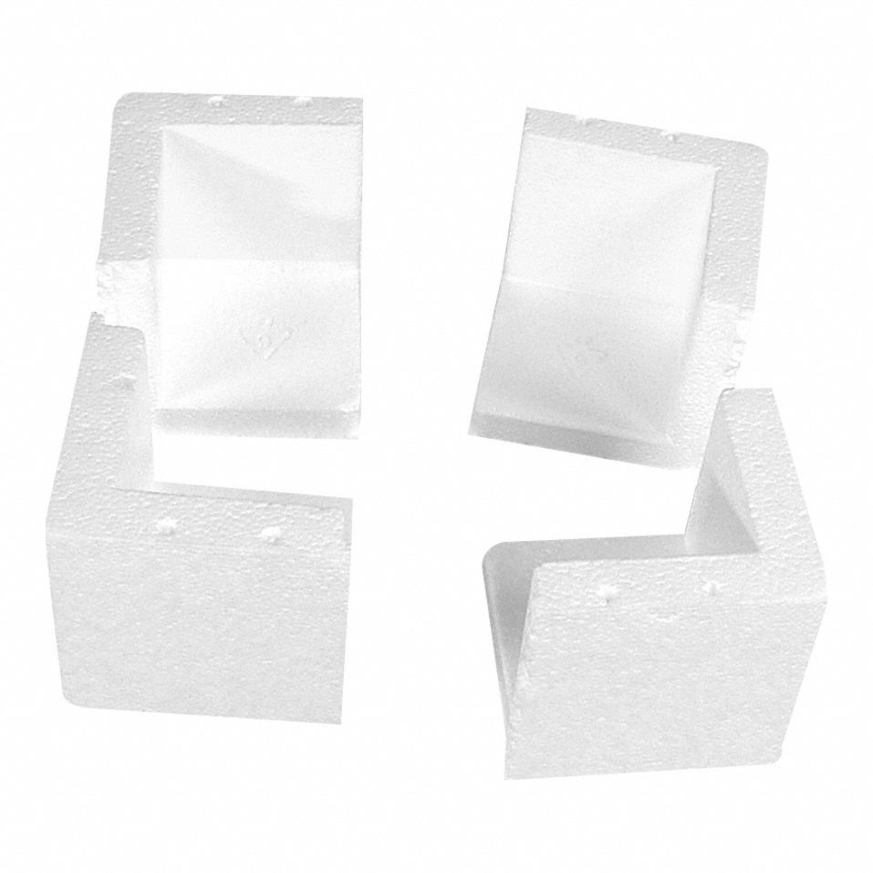 CORNER PROTECTOR, 5¼ IN L, 3½ IN DP, 5¼ IN H, 1½ IN THICK, WHITE, 128 PK