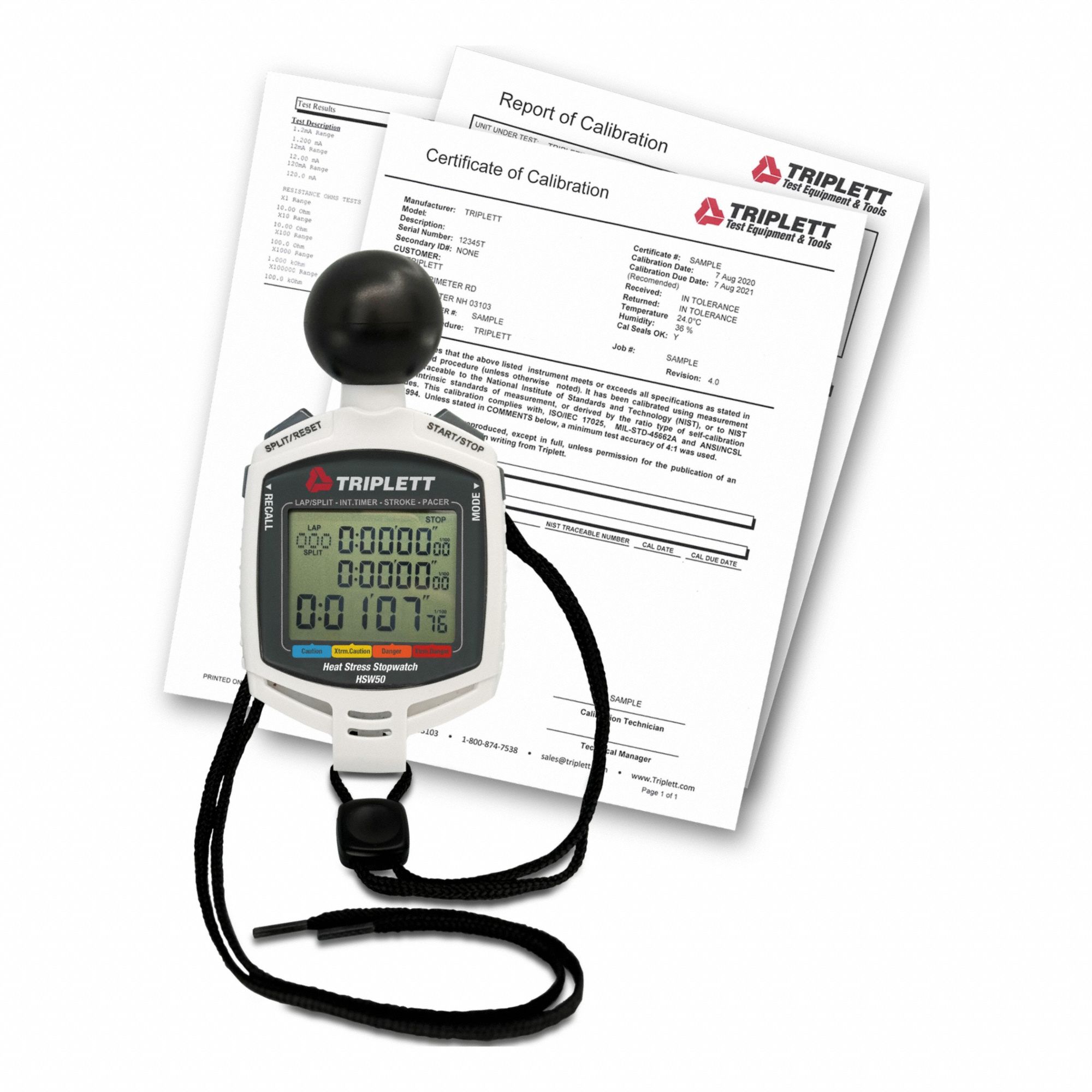 Heat Stress/Index Stopwatch With NIST