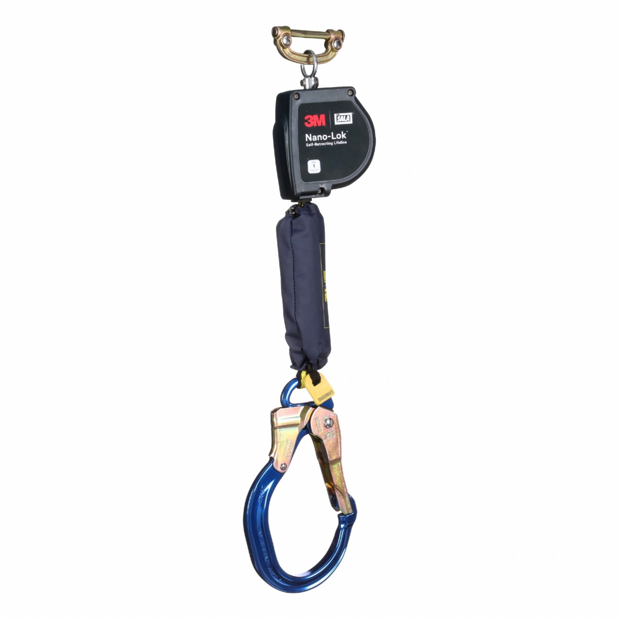 Self Retracting Lifeline: Aluminum Rebar Hook Anchor, Harness Steel Quick-Connect