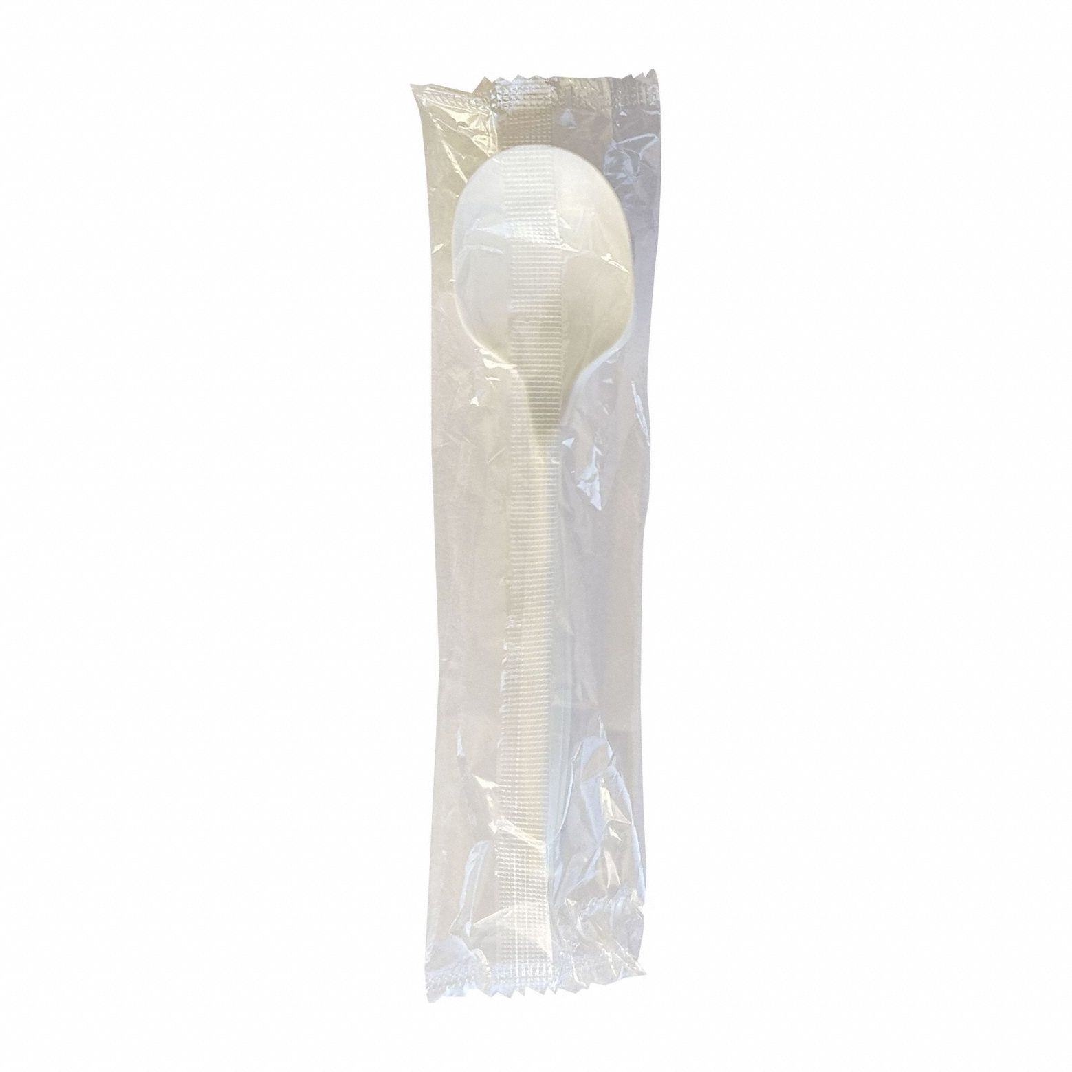 Disposable Soup Spoon: White, Medium-Wt, Plastic, Wrapped, 1, 000 PK