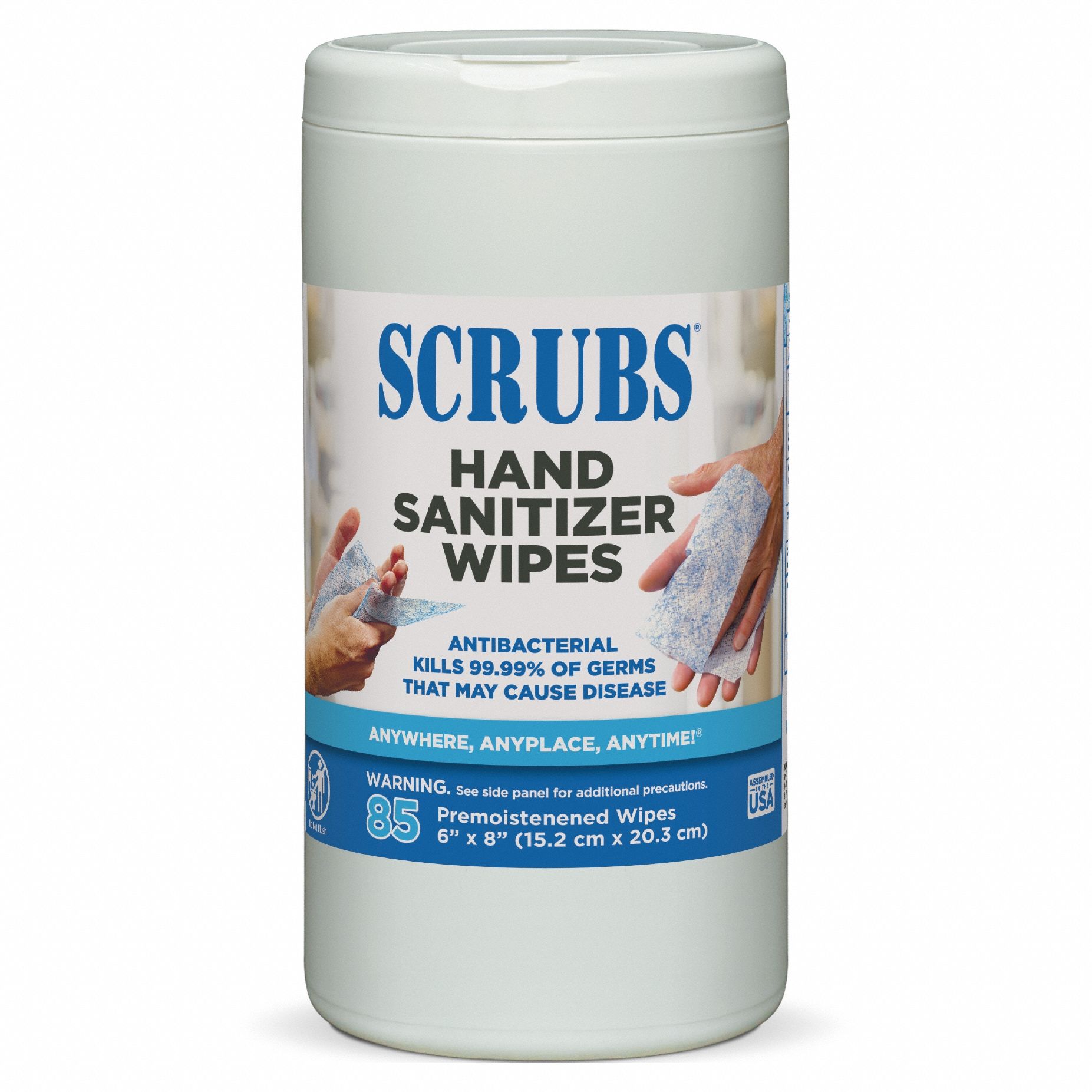 SCRUBS, Canister, 85 Wipes per Container, Hand Sanitizer Wipes 5MP31