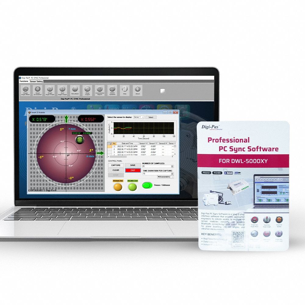 DIGI-PAS, PC Interface Software, 1/8 in Overall Ht, PC Interface ...