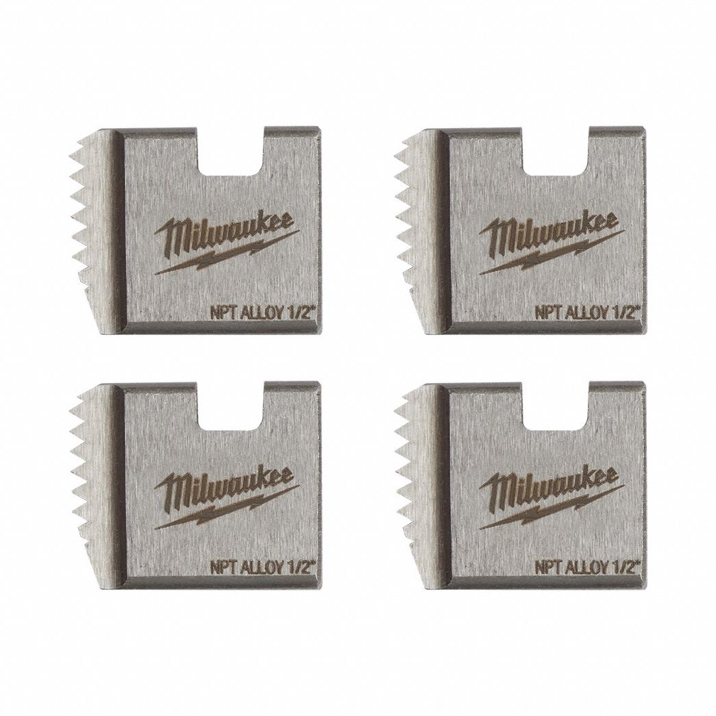 Pipe Threading Die Head: 1/2 in Pipe, NPT, Right Hand, Alloy Steel, 4 No. of Dies, 4 PK