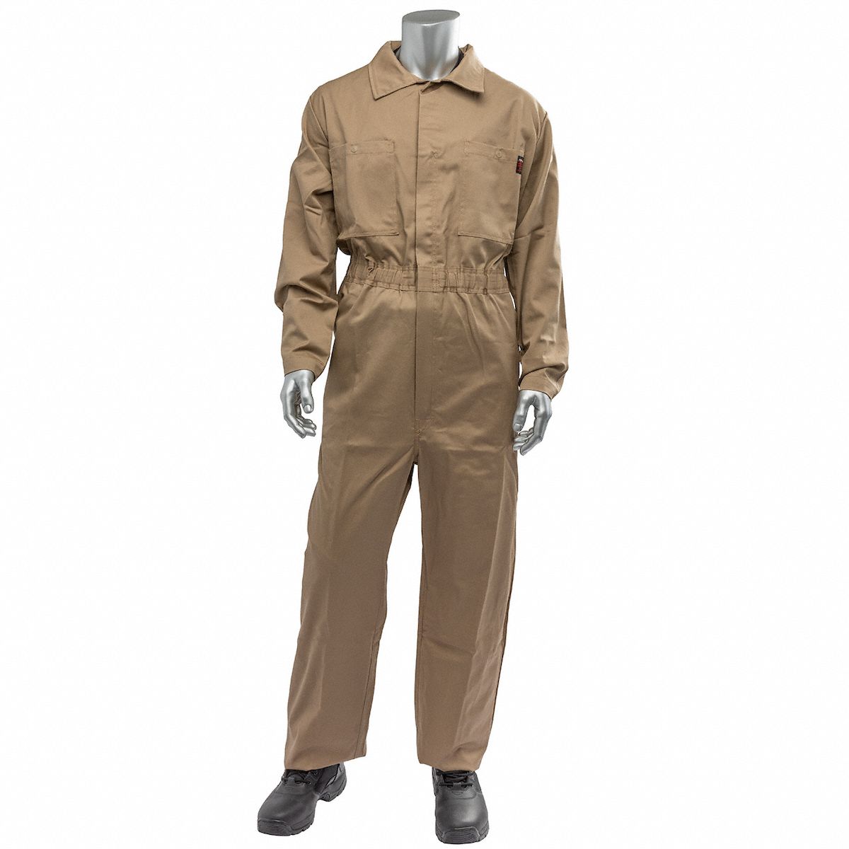 Coverall: 9 cal/sq cm ATPV, Men's, 2XL, Tall, 52 in Max. Chest Size, 46 in Max Waist Size, Tan