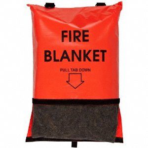 Fire Blanket: Wool, Gray, 62 in Wd, 84 in Lg