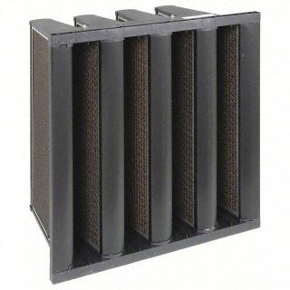 V-Bank Air Filter: 24 in x 24 in x 12 in, Fiberglass, Single Header, 4 Vs, MERV 15