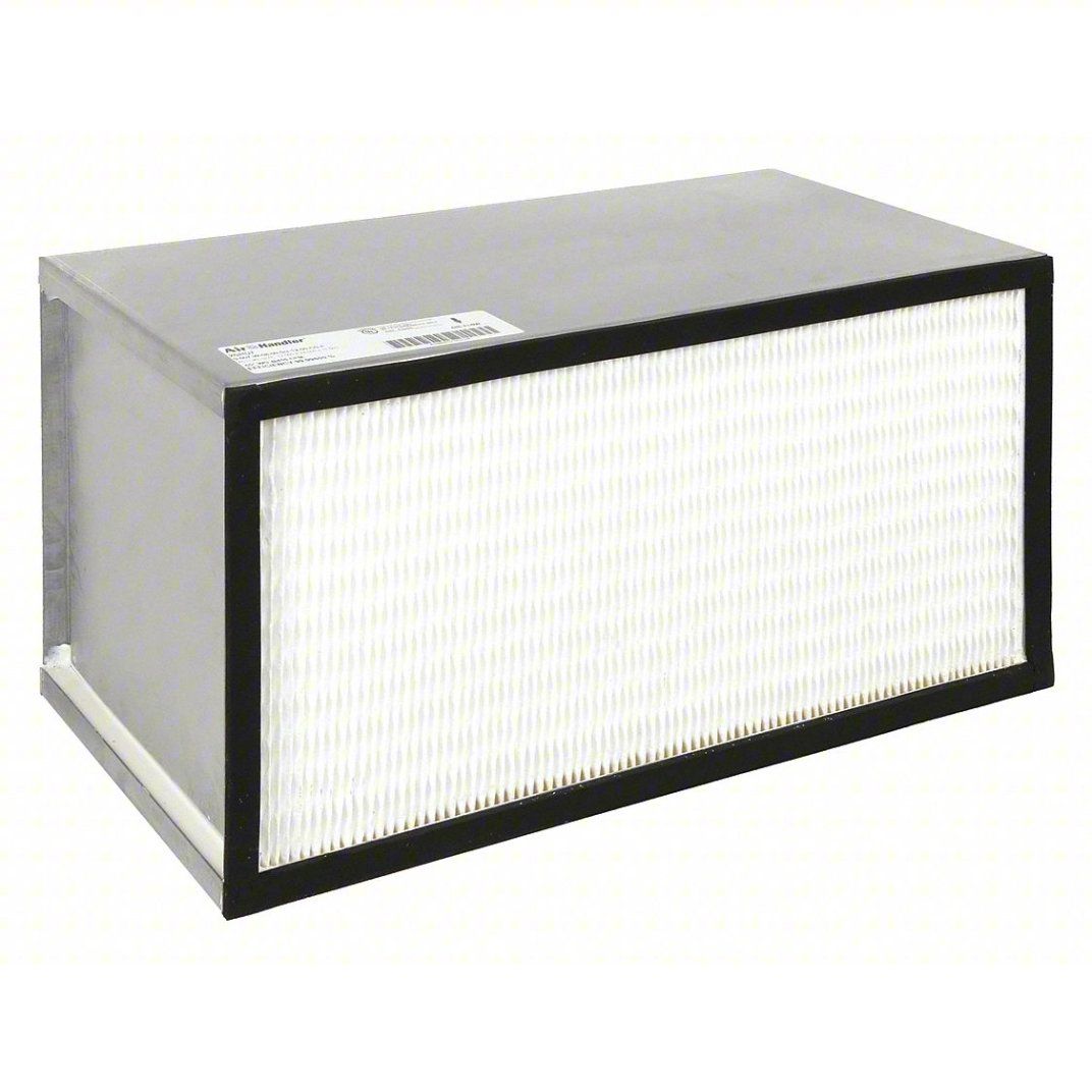 GRAINGER HEPA Air Filter: 12 in x 24 in x 12 in, 99.97% Filter Efficiency, Downstream Face (MPN 911TJ5). Key specifications — Brand: GRAINGER; Frame or Header Material: Galvanized Steel.