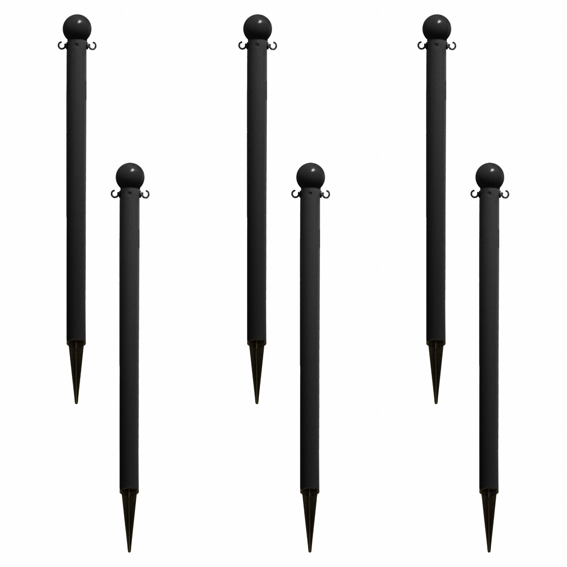 GROUND POST,27 IN. H,BLACK,PK6