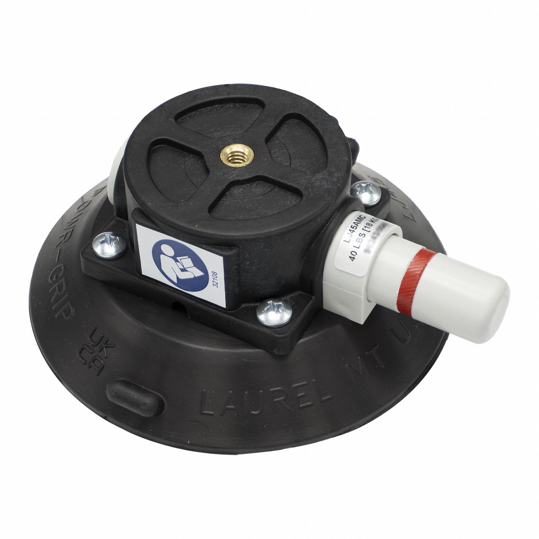 Suction Cup Mount: Suction Cup Mount, 40 lb Max Load Capacity, Threaded Insert