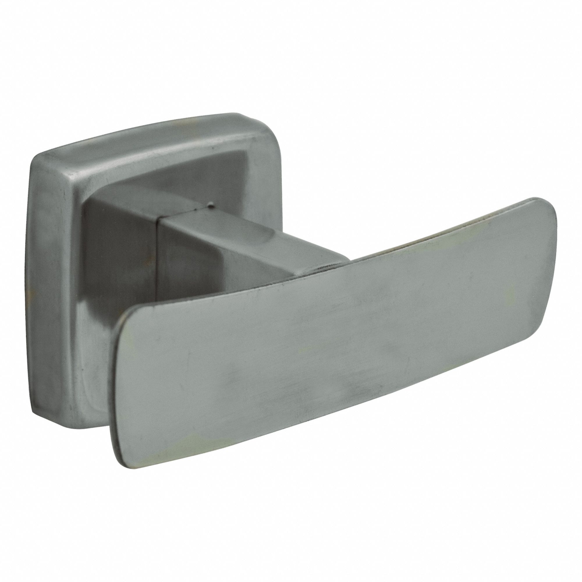 Robe Hook: 2 in x 2 in x 2 1/4 in, Stainless Steel, Polished, Mounting Screws