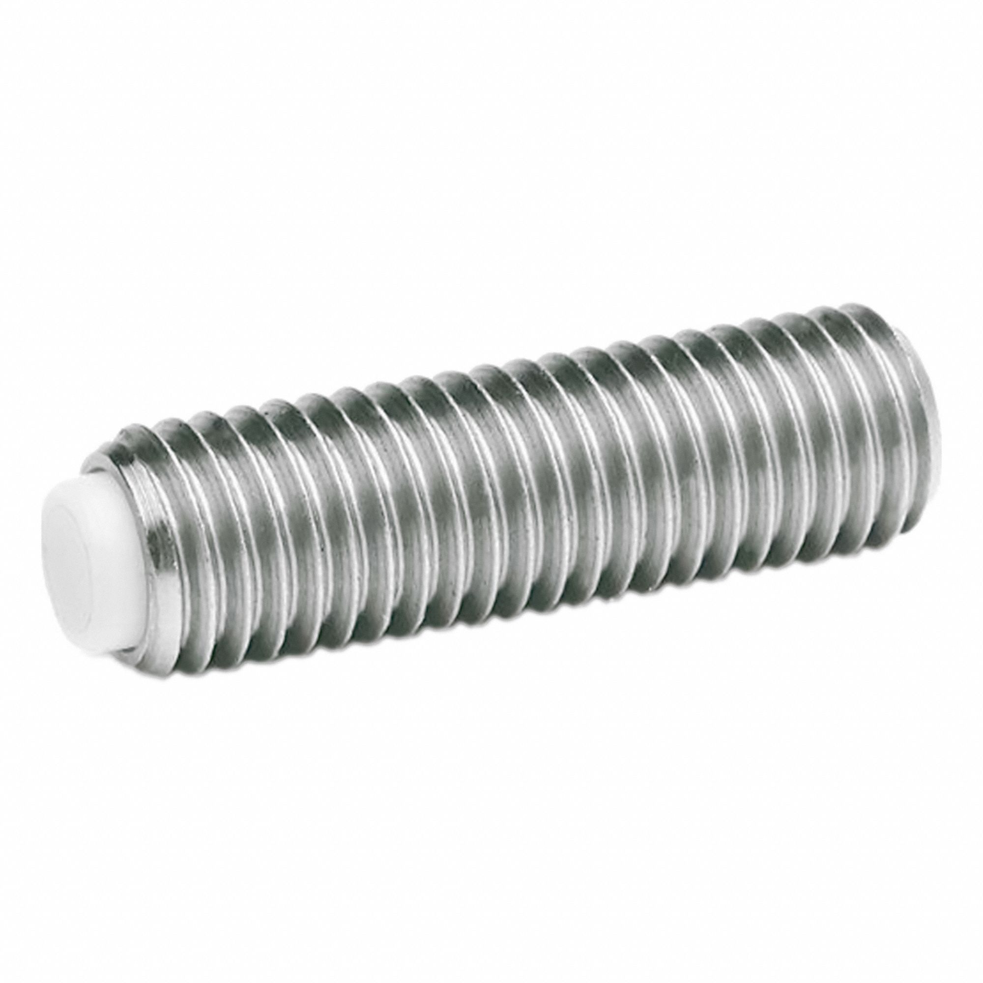 Set Screw with Plastic Tip: Stainless Steel, POM Tip, M10 Thread Size, 20 mm Fastener Lg
