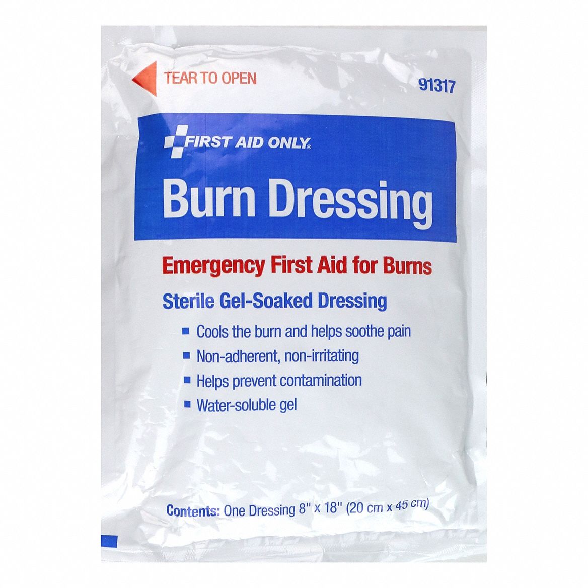 FIRST AID ONLY, 18 in Dressing Lg, 8 in Dressing Wd, Burn Dressing ...