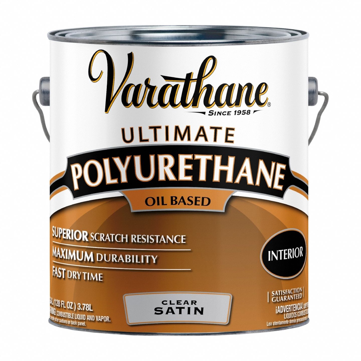 Finish: Finish, Interior, Oil, 1 gal Container Size, Wood, Satin, Clear, Clear, Ultimate