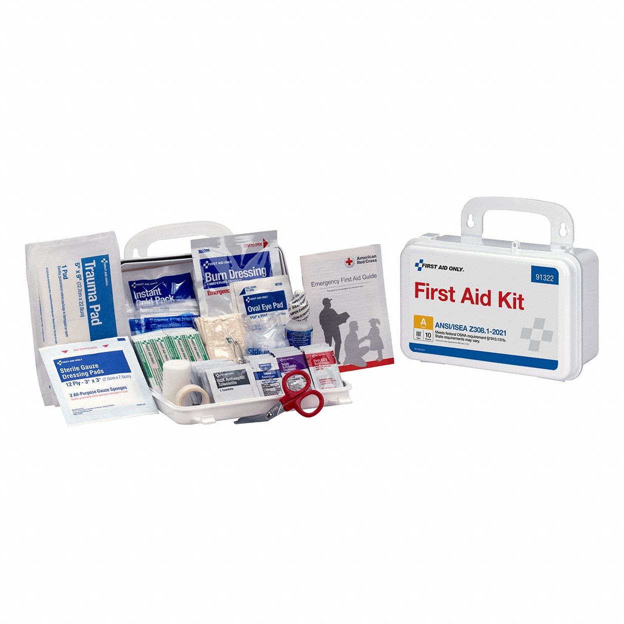 FIRST AID ONLY, 76 Components, ANSI/ISEA Z308.1-2021, First Aid Kit And ...