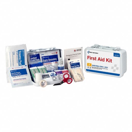 FIRST AID ONLY, 76 Components, ANSI/ISEA Z308.1-2021, First Aid Kit and ...