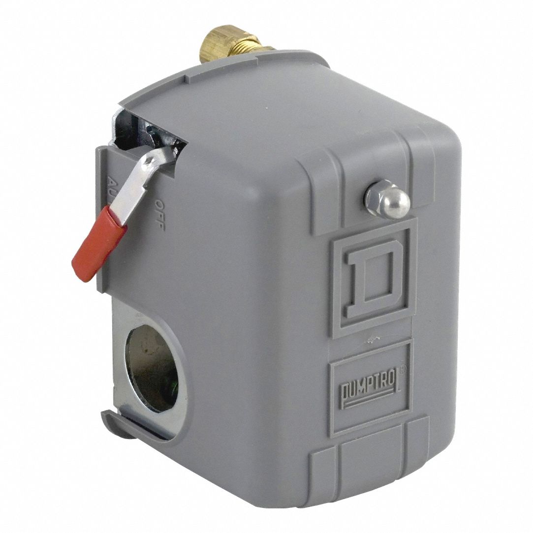 SQUARE D Pressure Switch: 1/4 in FNPS/(1) Port, 80/100 psi, 20 psi, 20 to  100 psi, DPST, Auto/Off, 1