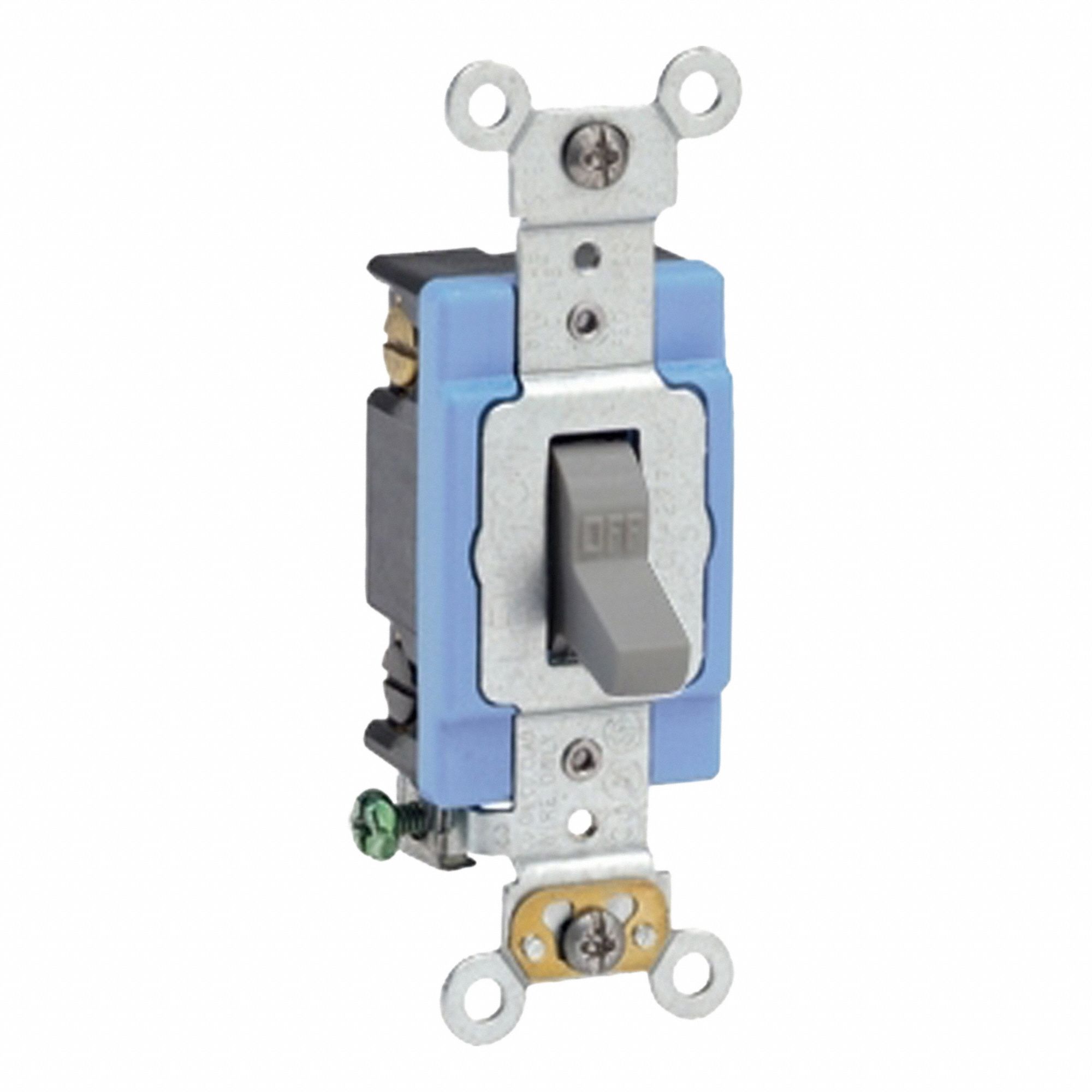 AC Quiet Switch: Toggle Switch, Double Pole, Gray, 15 A, 120/277V AC, Screw Terminals