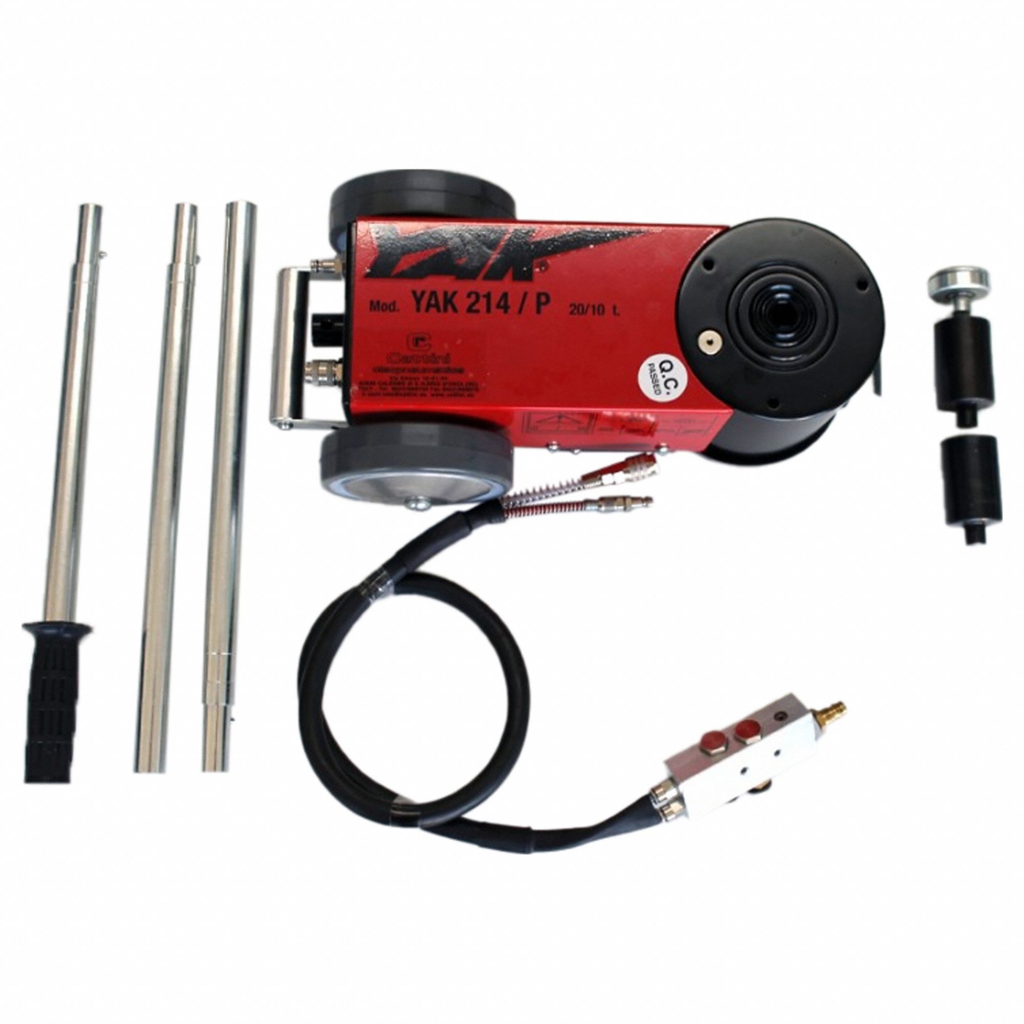 Service Jack: Steel, Manual Handle, Air/Hydraulic, 2 ton Load Capacity