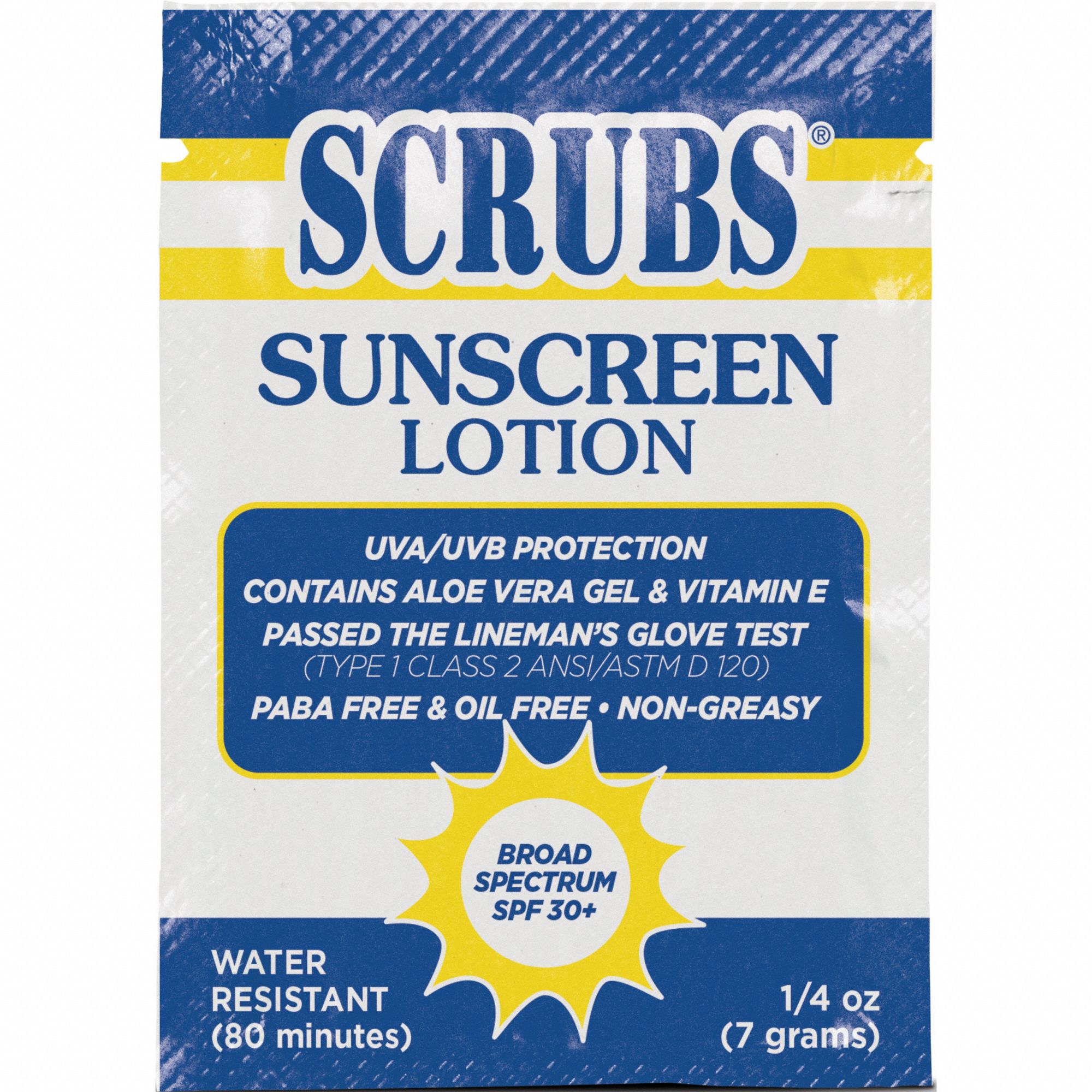 Sunscreen: 30 SPF, Lotion, 0.25 oz, 100 PK