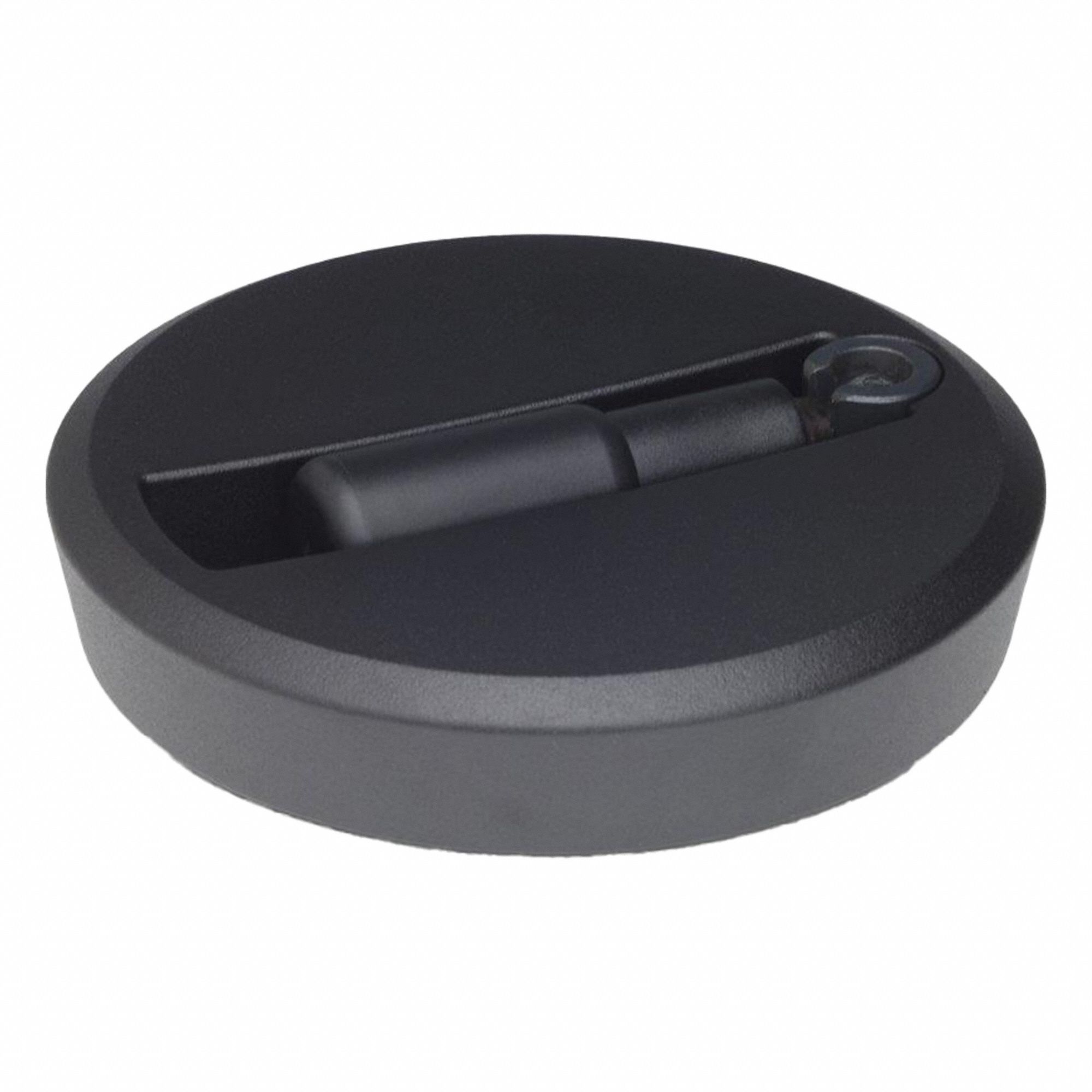 Solid Hand Wheel: Solid, Fold Away Handle, Aluminum, 1/2 in Bore, 125 mm Dia