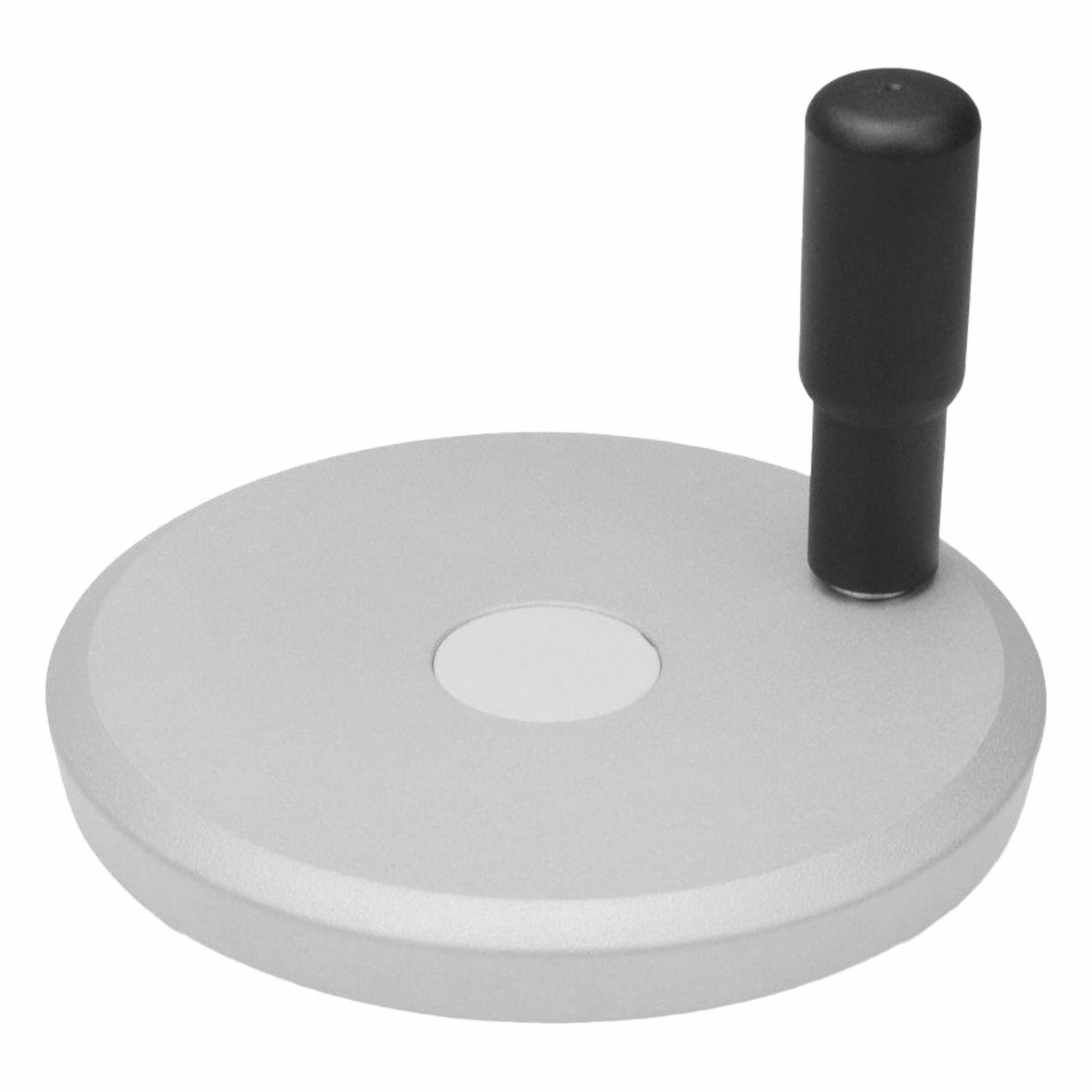 Solid Hand Wheel: Solid, Revolving Handle, Aluminum, 1/2 in Bore, 100 mm Dia