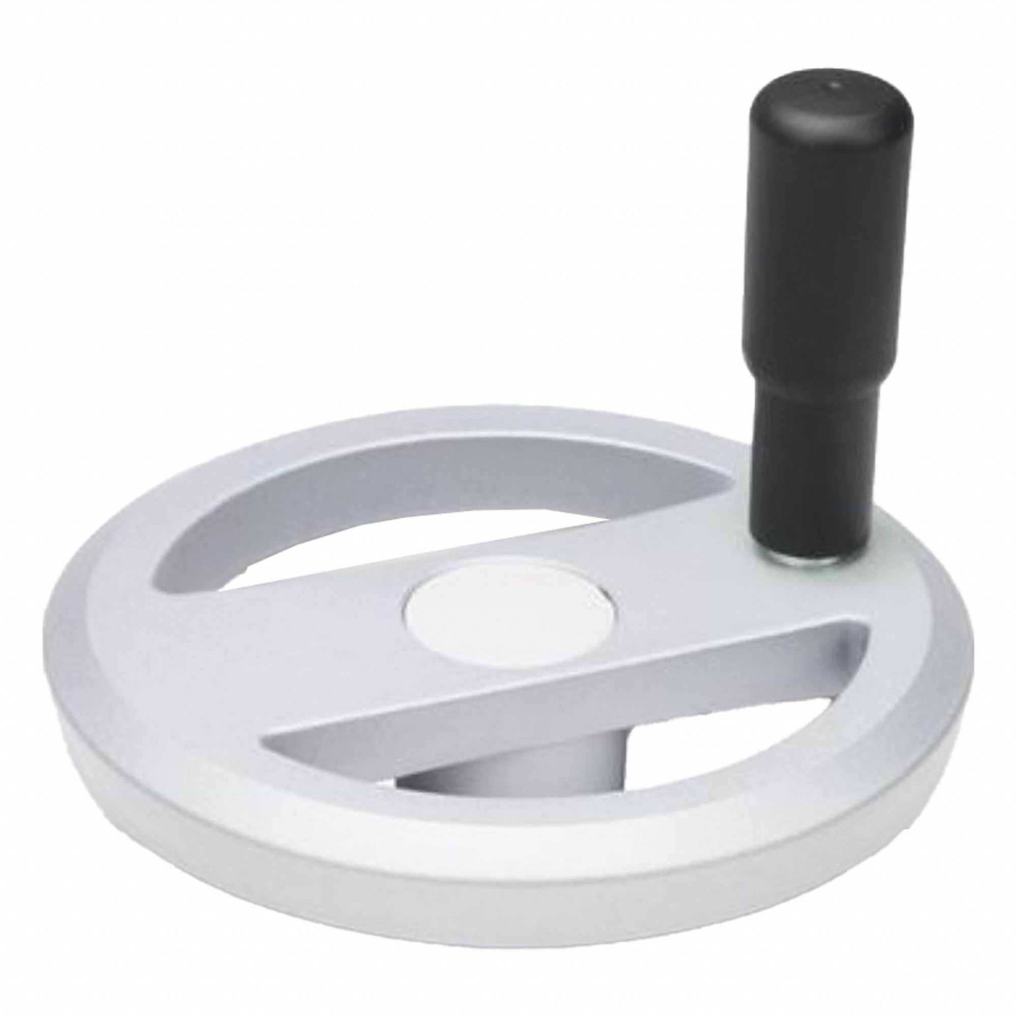 Spoked Hand Wheel: Spoked, Revolving Handle, Aluminum, 1/2 in Bore, 125 mm Dia