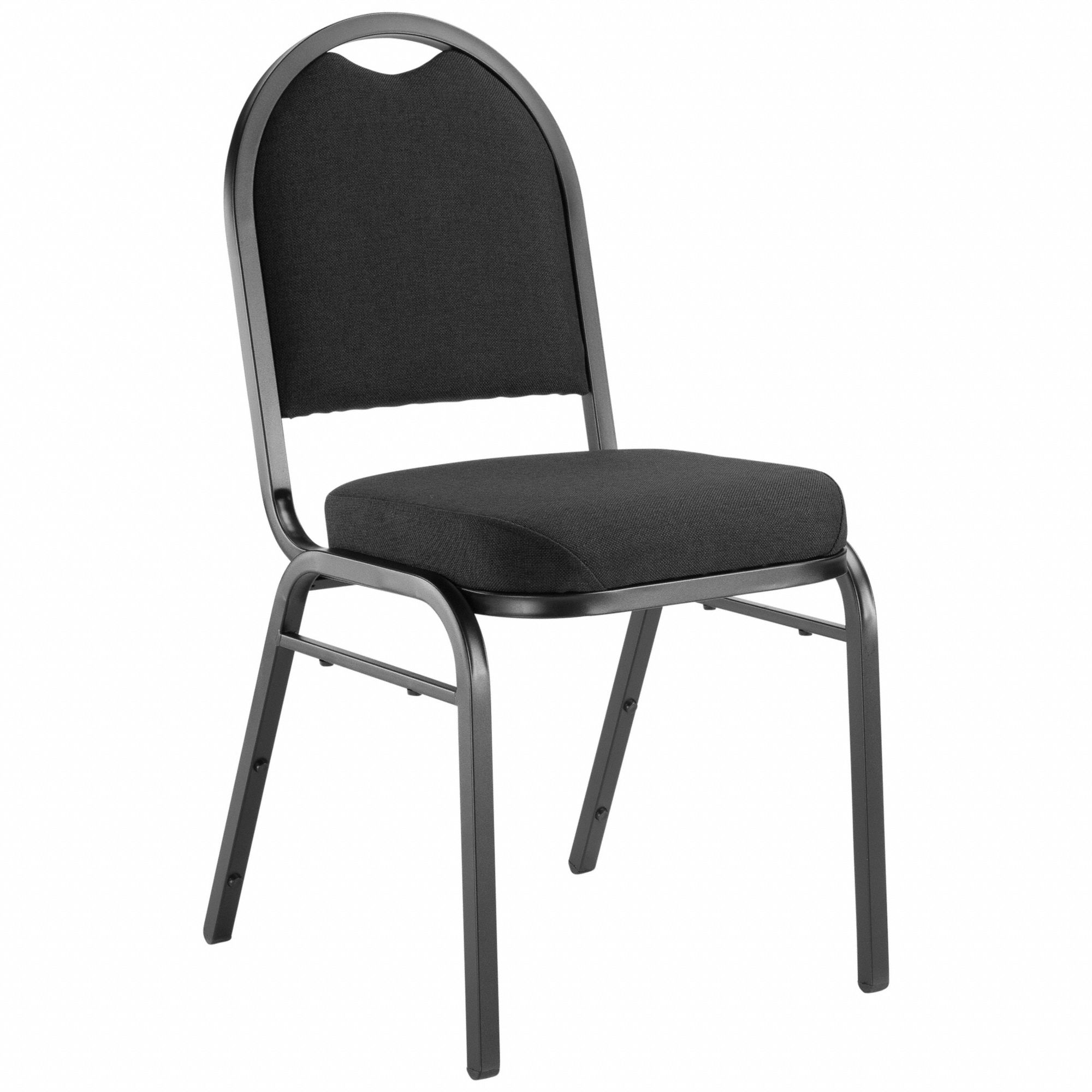 Stacking Chair: Fabric Seat, Fabric, Steel Frame, Seat Color Black, Armless