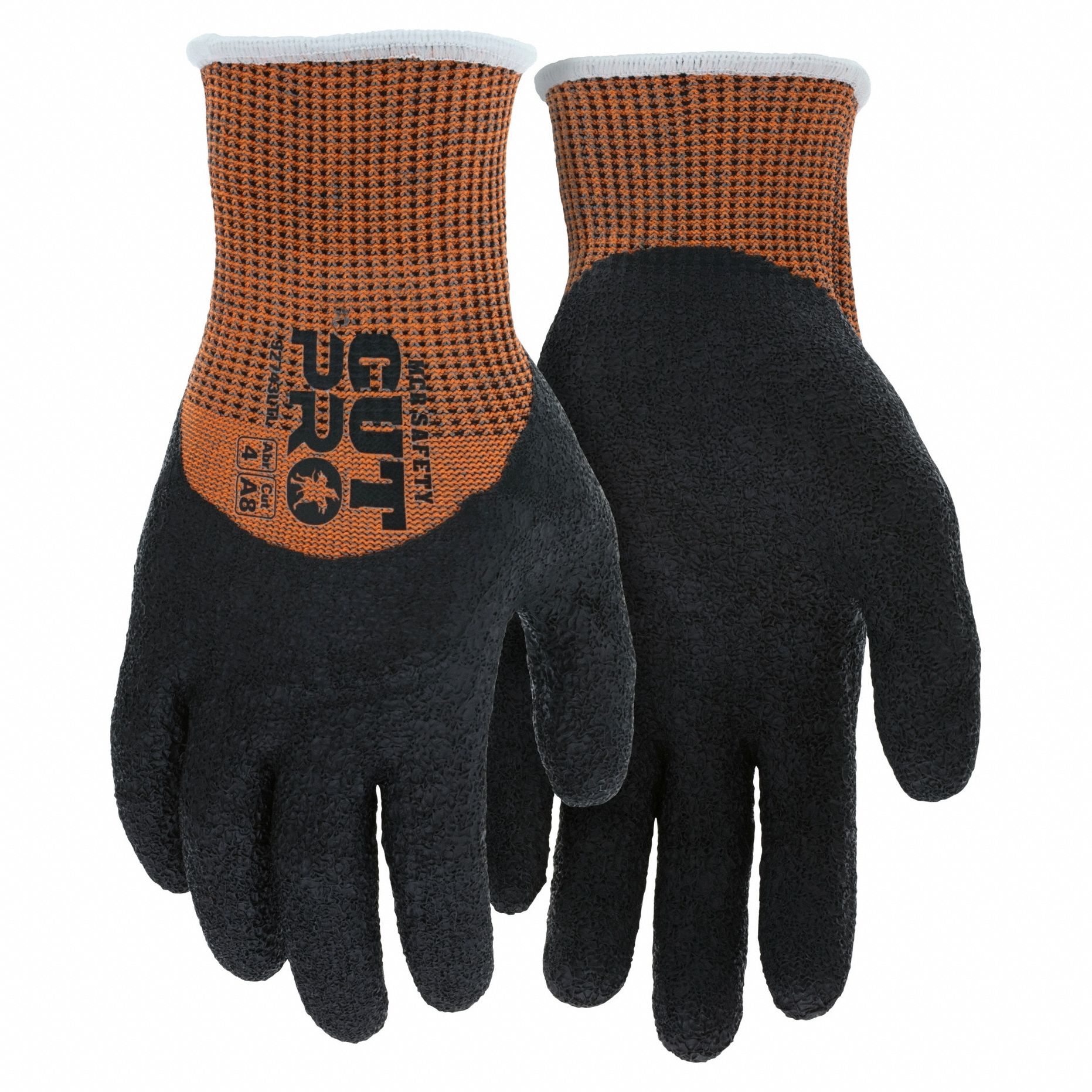 Coated Gloves: 2XL ( 11 ), ANSI Cut Level A8, 3/4, Dipped, Latex, Latex, Crinkle, 1 PR
