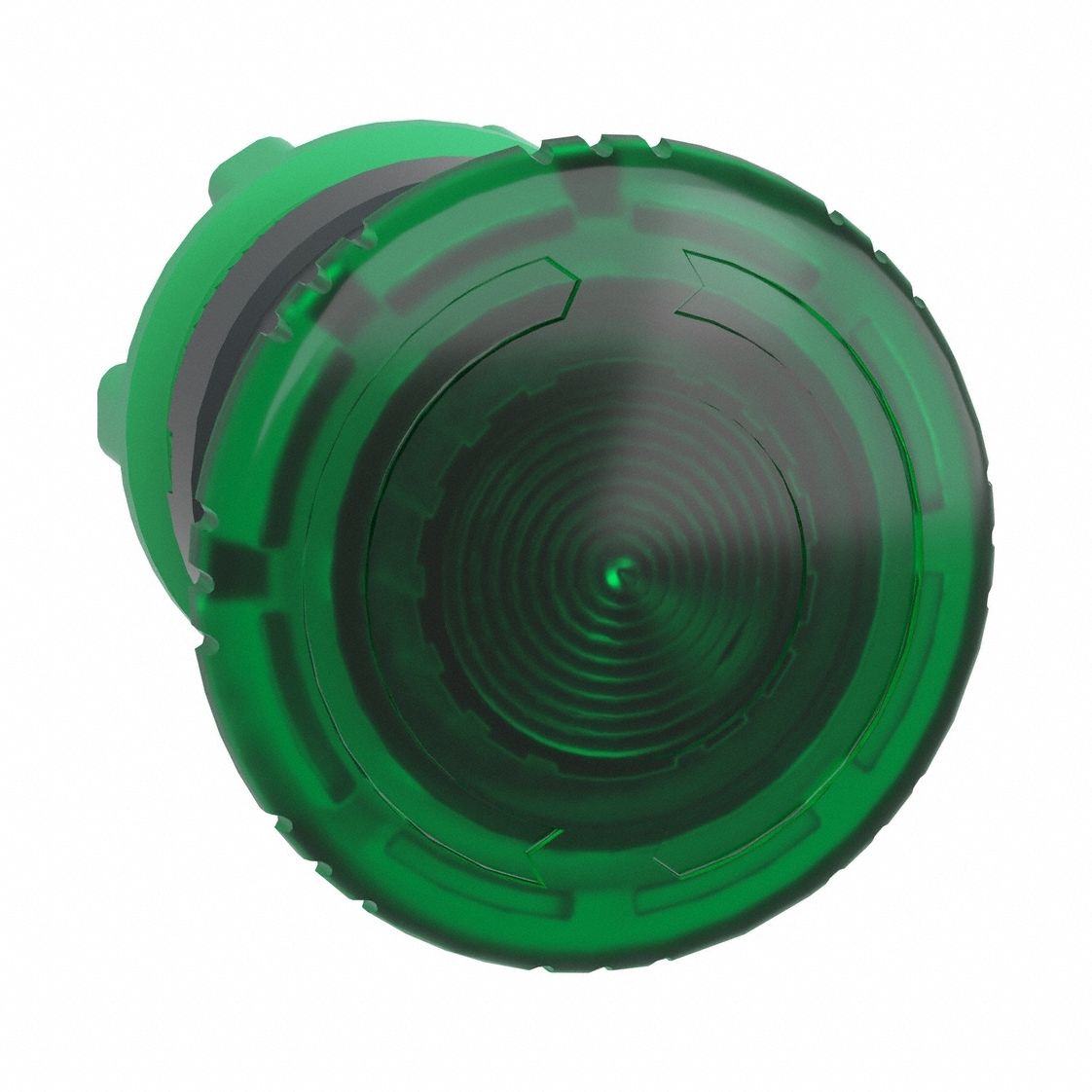 Mushroom Head Push Button: Green, 22 mm Mounting Size, Non-Metallic, Maintained