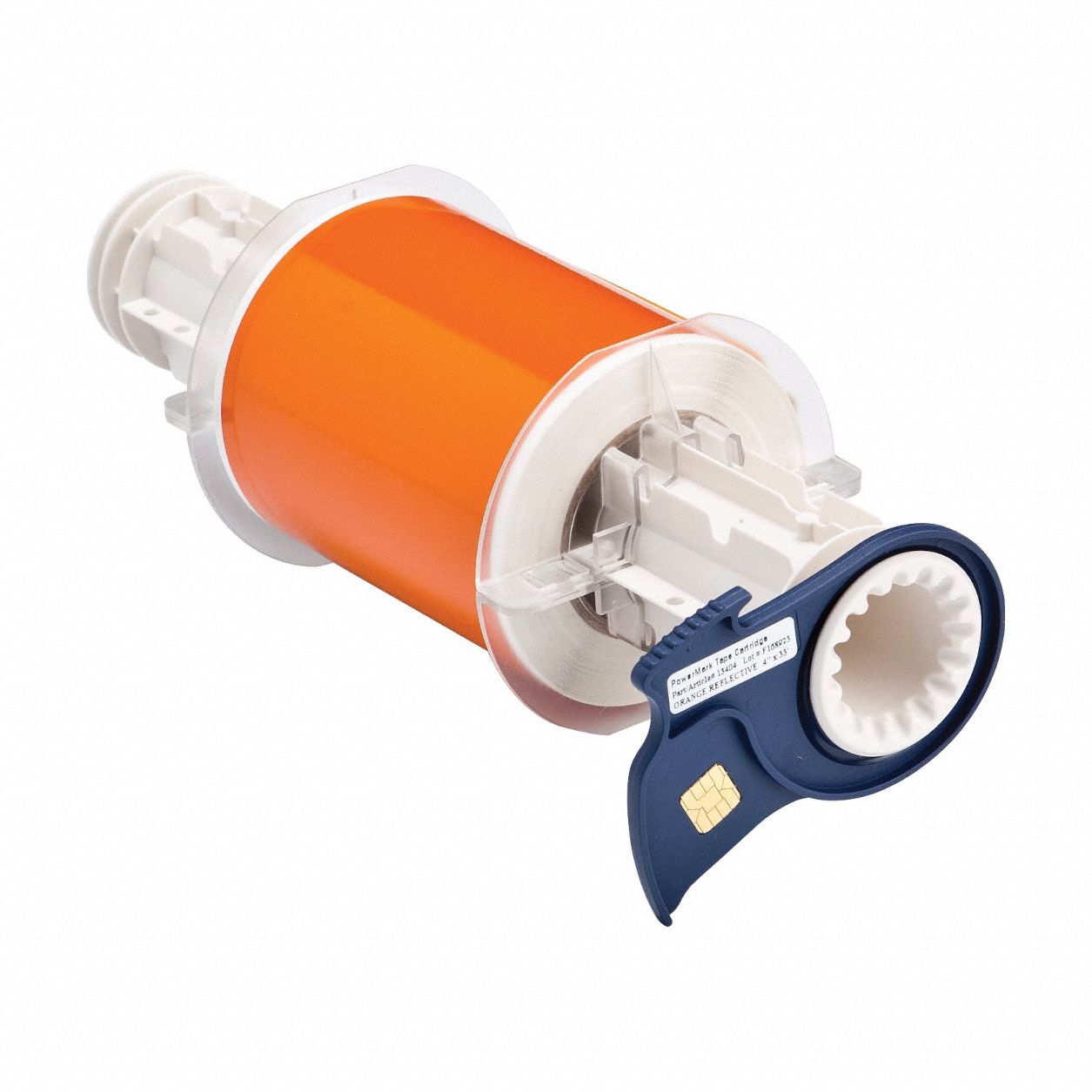 Continuous Label Stock: 4 in x 33 ft, Plastic, Orange (Gloss), Outdoor