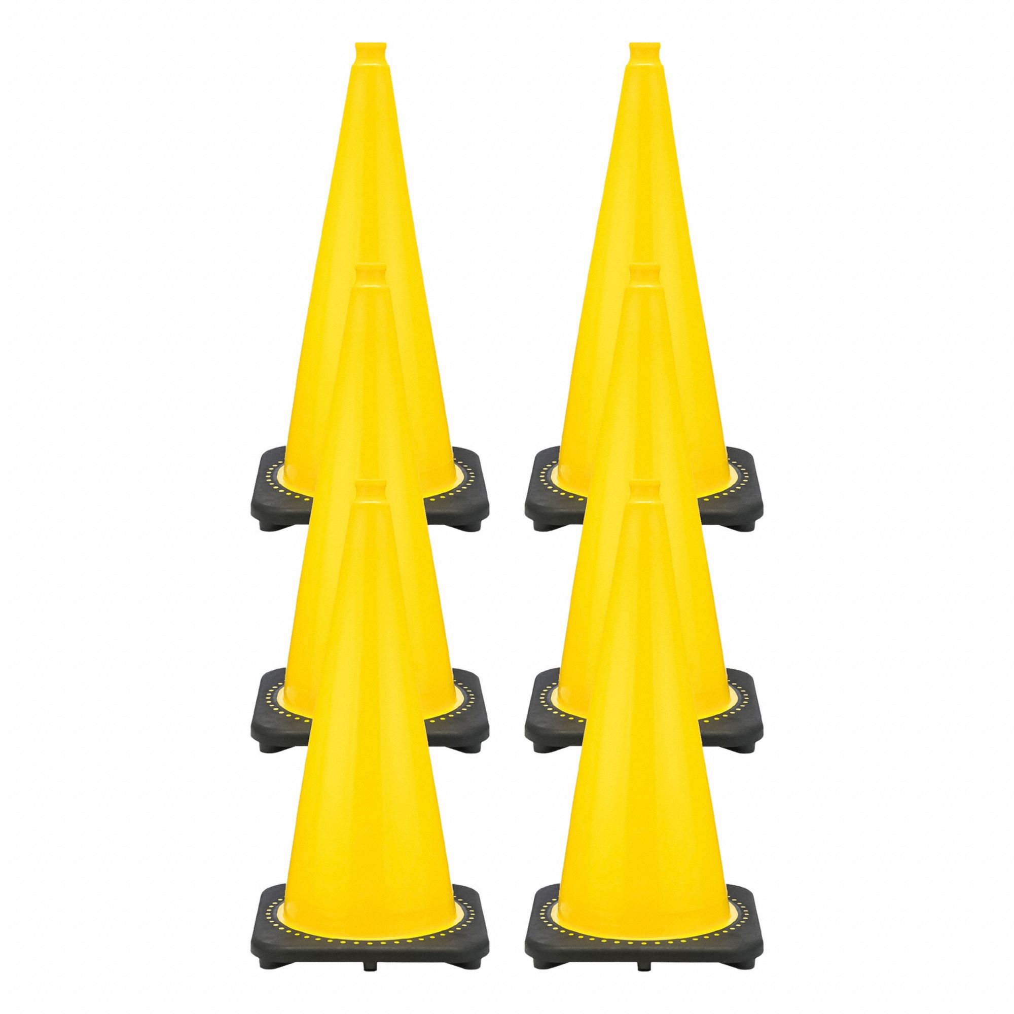 Rubber Base, PVC, Yellow, Plastic Chain, Cone, Cone Connector: Not Approved for Roadway Use, Yellow