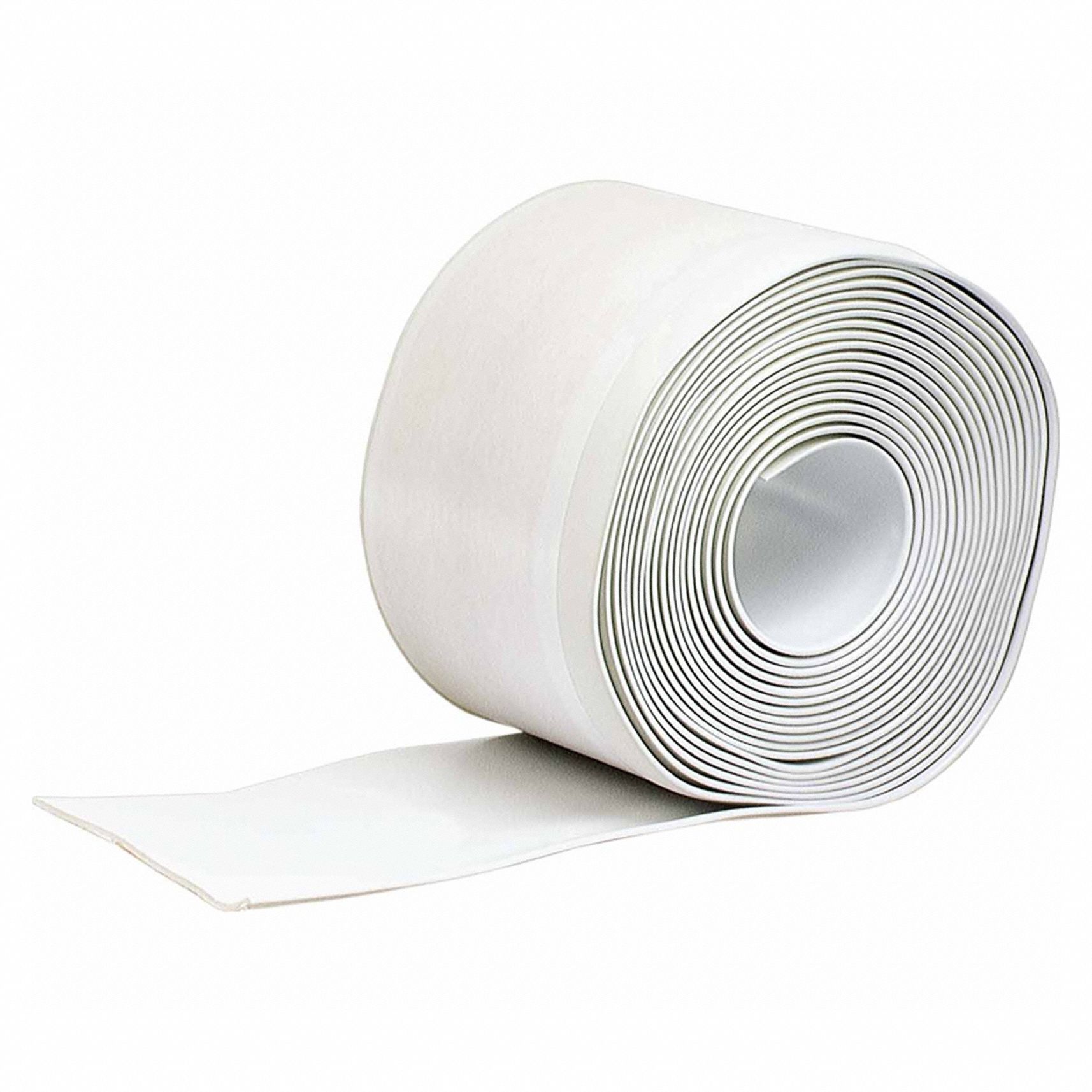 Wall Base Molding: White, Vinyl, 20 ft Overall Lg, 4 in Overall Ht, Roll, Coved