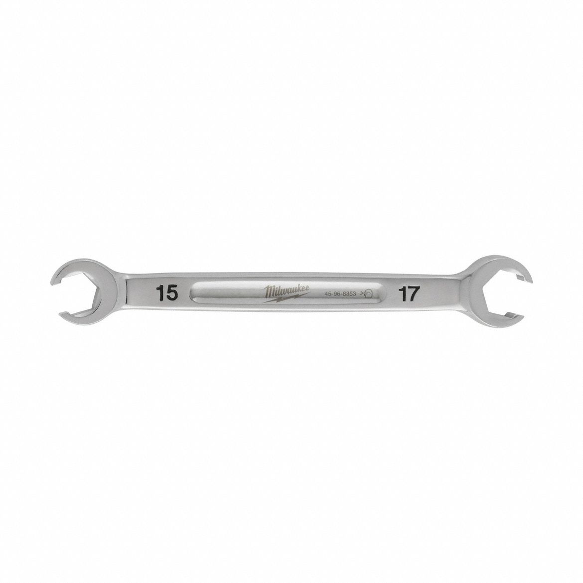 Flare Nut Wrench: Chrome Vanadium Steel, Chrome, 15 mm_17 mm Head Size