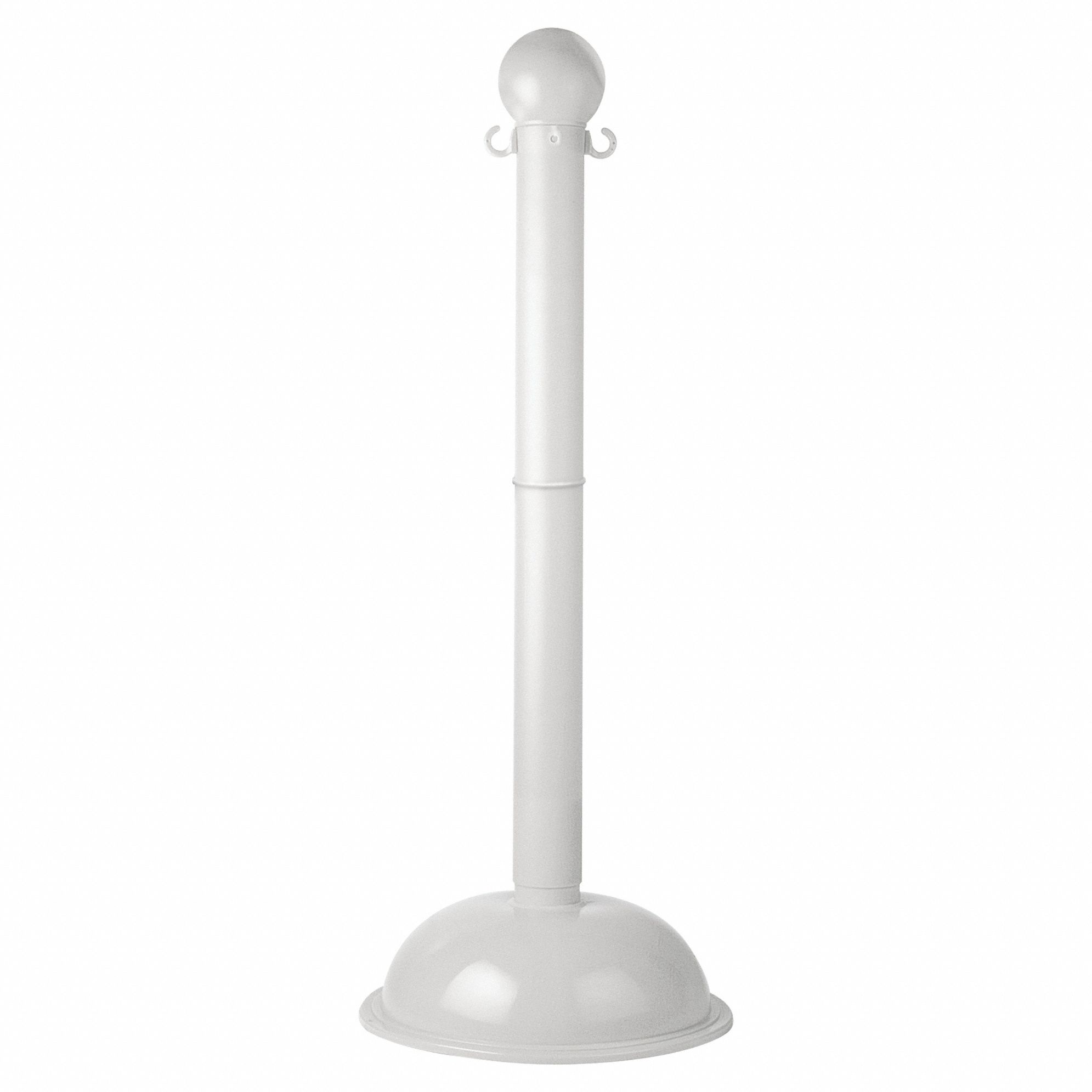 Heavy Duty Stanchion: 41 in Overall Ht, White, HDPE, Polyethylene, White