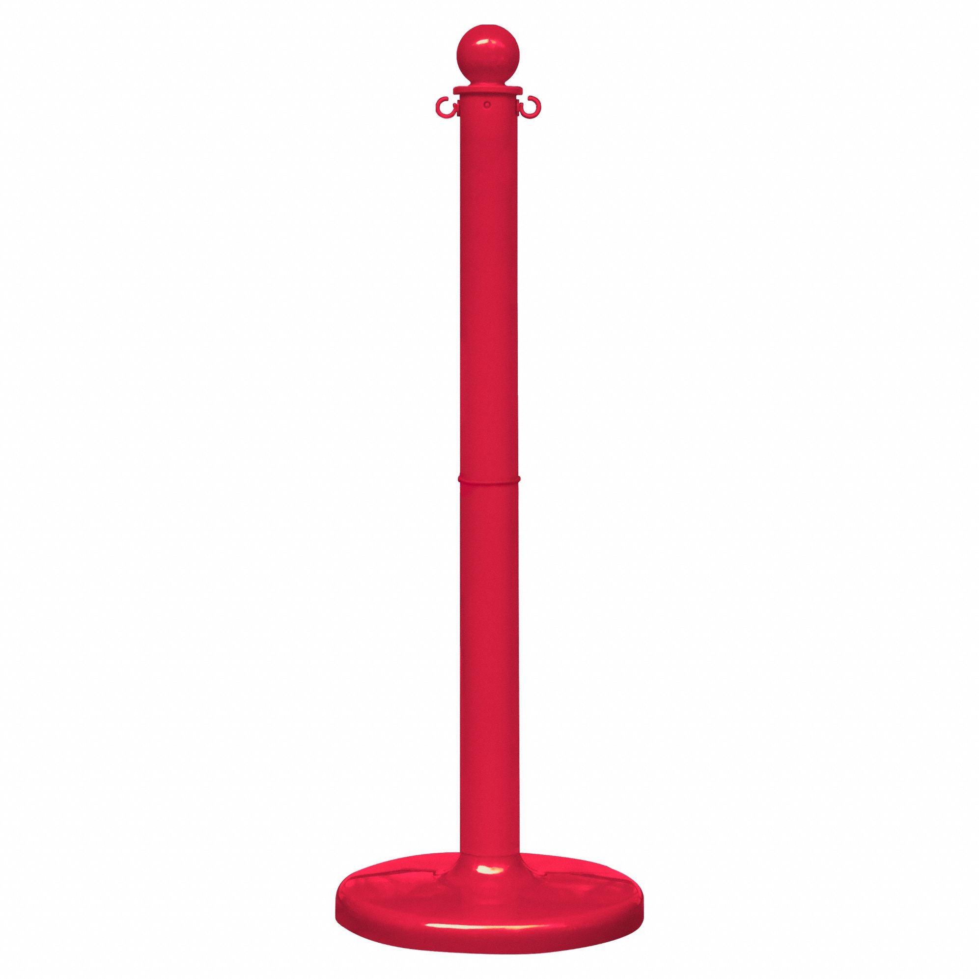 Medium Duty Stanchion: 40 in Overall Ht, Red, Polyethylene, Polyethylene, Red