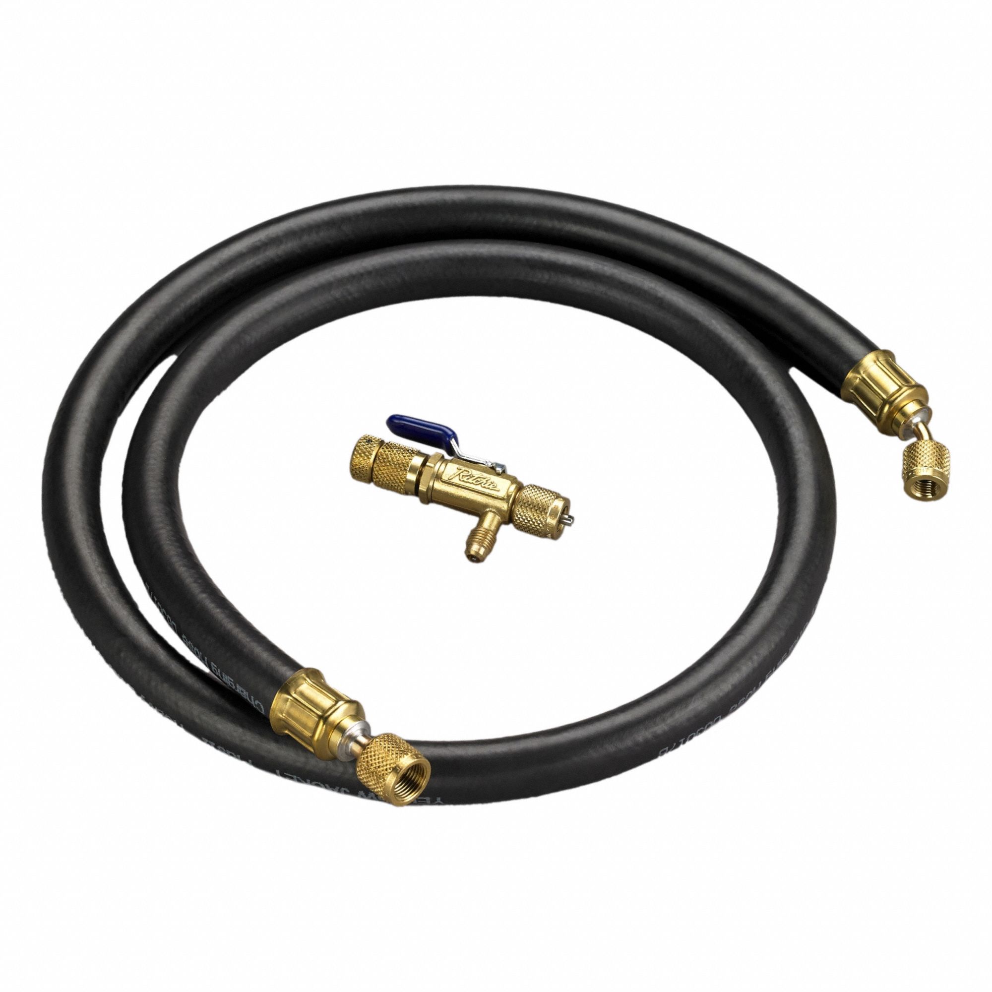 Hose Set: 5 ft Lg, 45° Angle, Black, Single Hose, Vacuum/Charge Valve