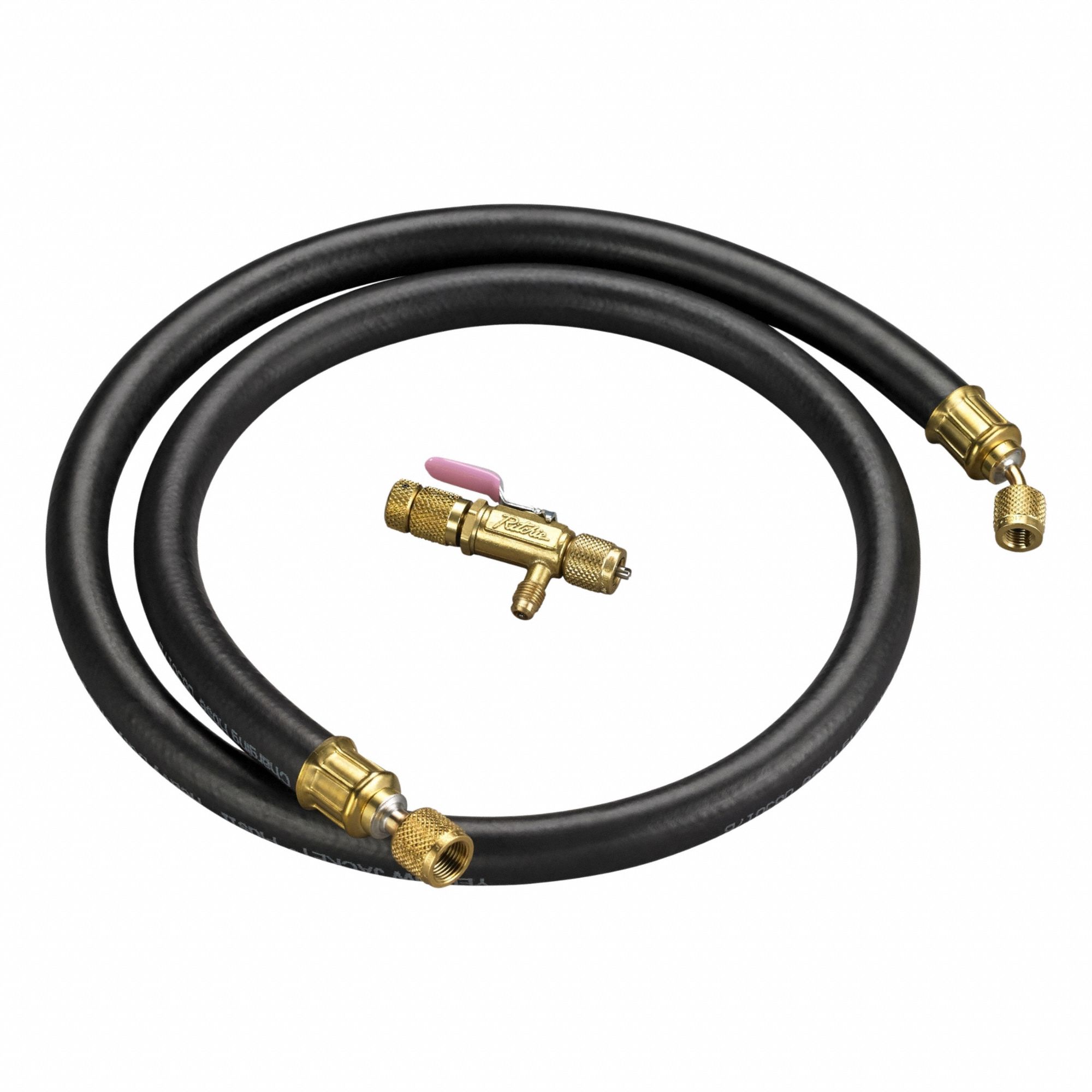 Hose Set: 6 ft Lg, 45° Angle, Black, Single Hose, Vacuum/Charge Valve