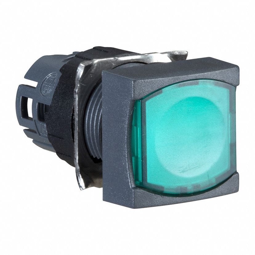 Flush Push Button: Green, 16 mm Mounting Size, Non-Metallic, Maintained