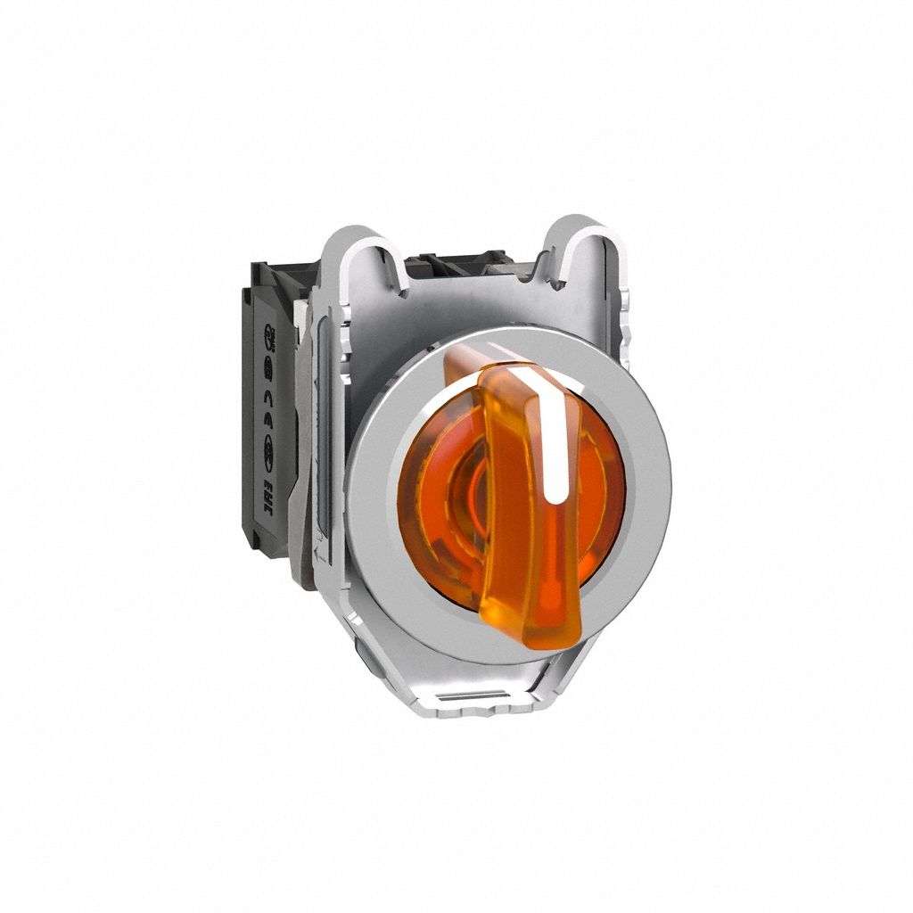 Selector Switch: 30 mm Panel Mounting Size, 3 Positions, Short Lever, 1NO/1NC