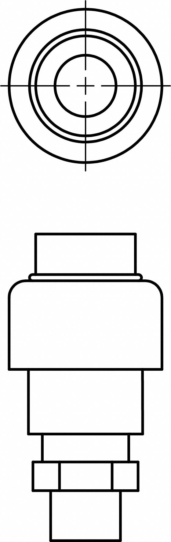 Breather Adapter: 1 1/2" UN Male Thread Inlet, 3/4 in MNPT Outlet