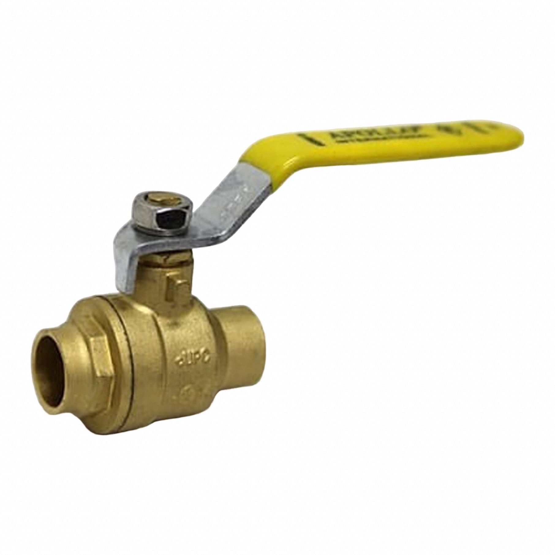 Manual Two-Way Ball Valve: 1/2 in, Brass, Straight, Sweat x Sweat, Full Port Ball Port, Lever